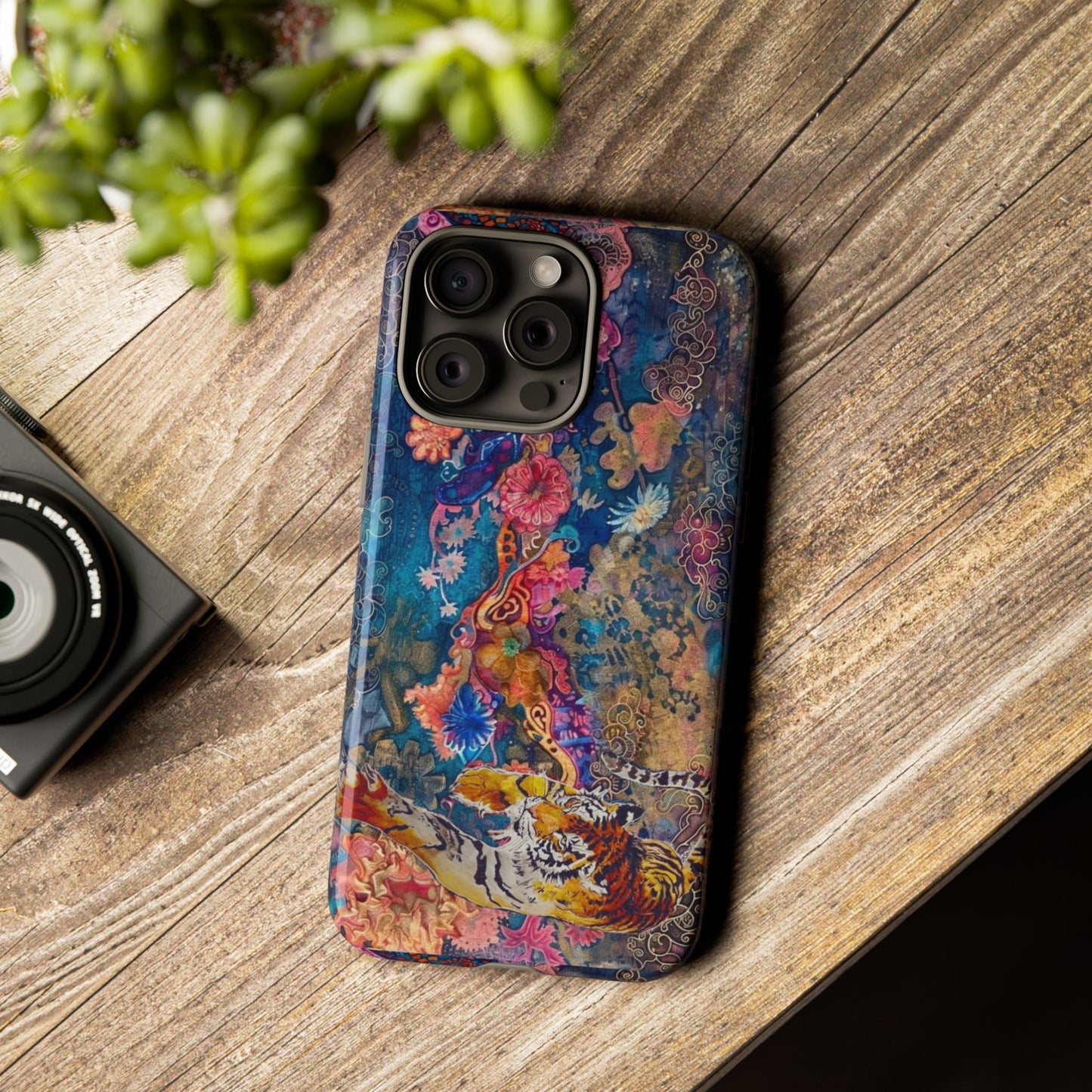 Phone Case - Colorful Floral Tiger Tough Case