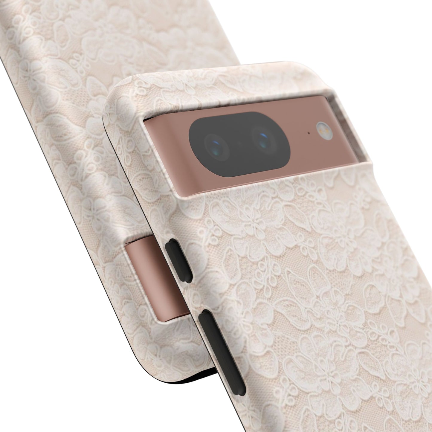 Floral Lace Tough Phone Case – Vintage Ivory Protective Cover