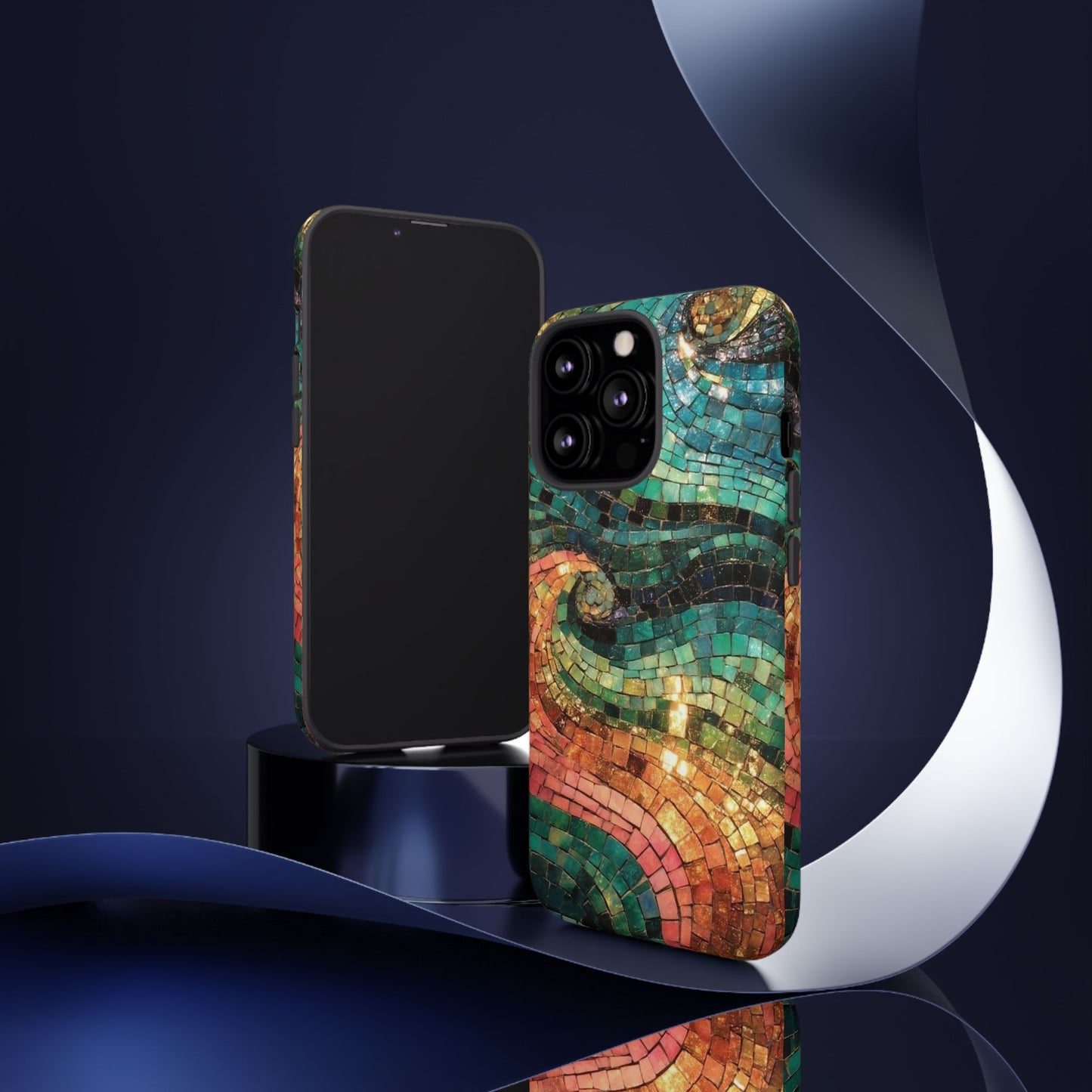 Mosaic Wave Phone Case – Colorful Artistic Tile Design Tough Case