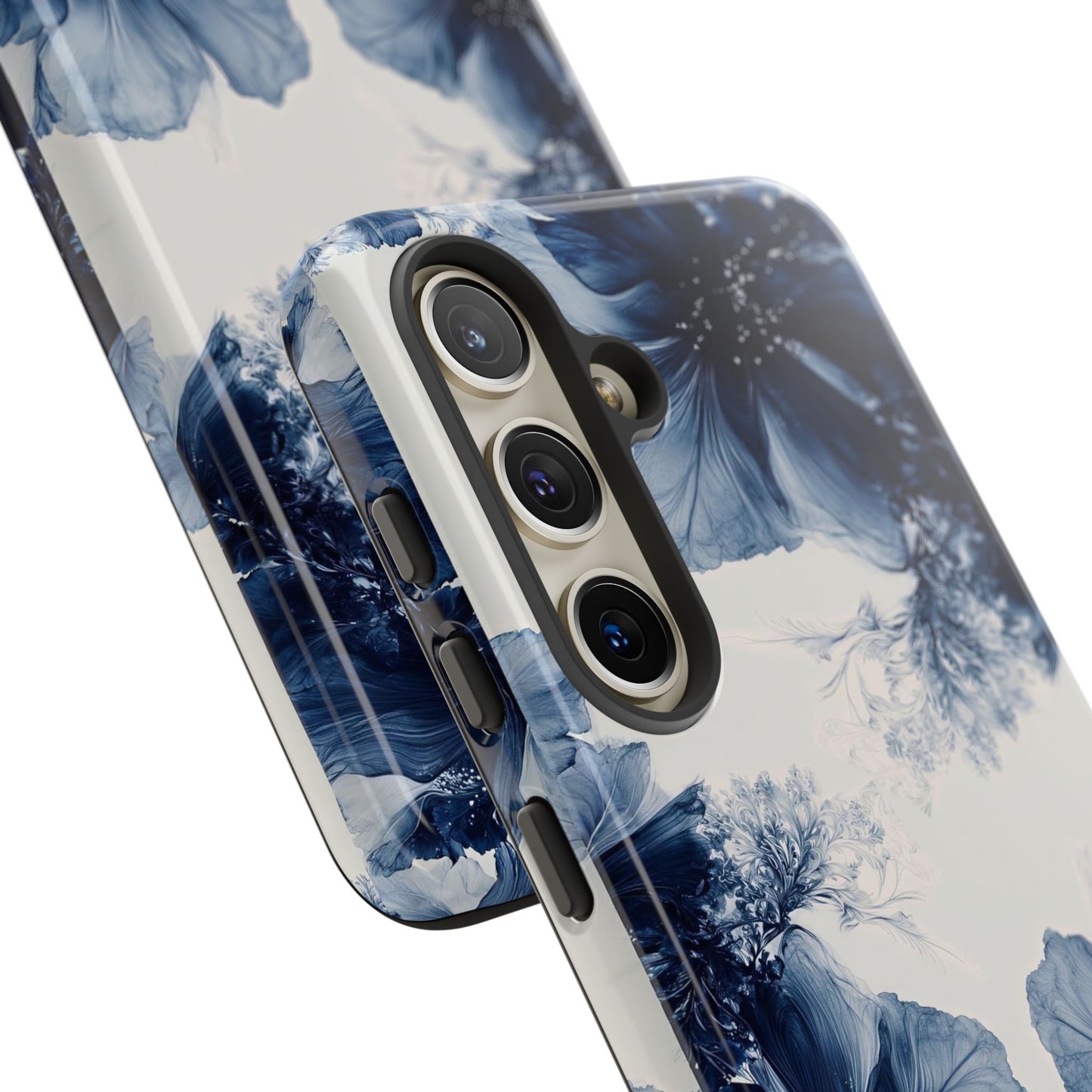 Floral Indigo Tough Phone Case — Blue Botanical Protective Cover