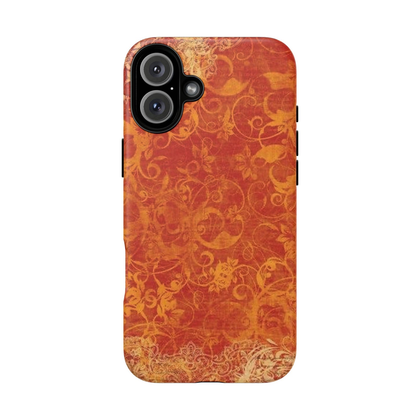 Floral Autumn iPhone Tough Case — Orange Vintage Scroll Design