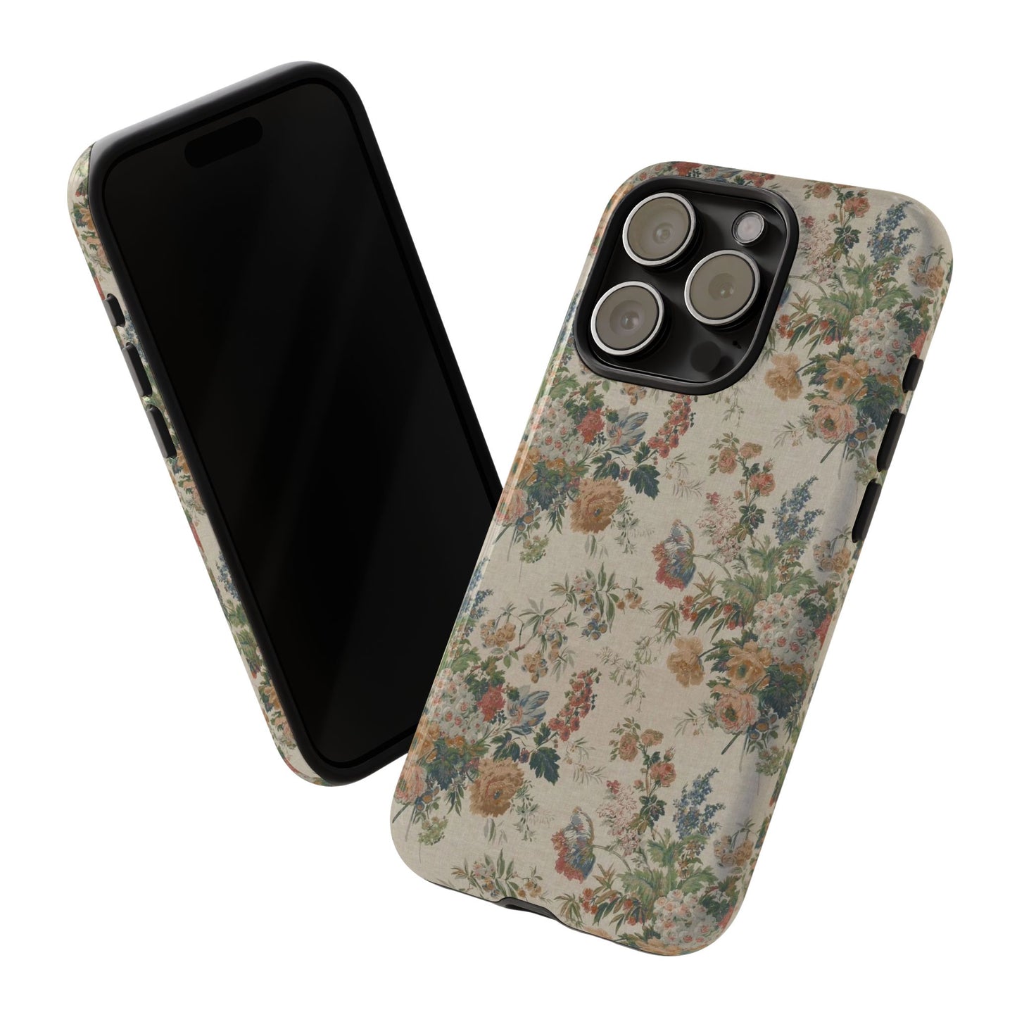 Floral Vintage Tough Phone Case – Antique Rose Pattern