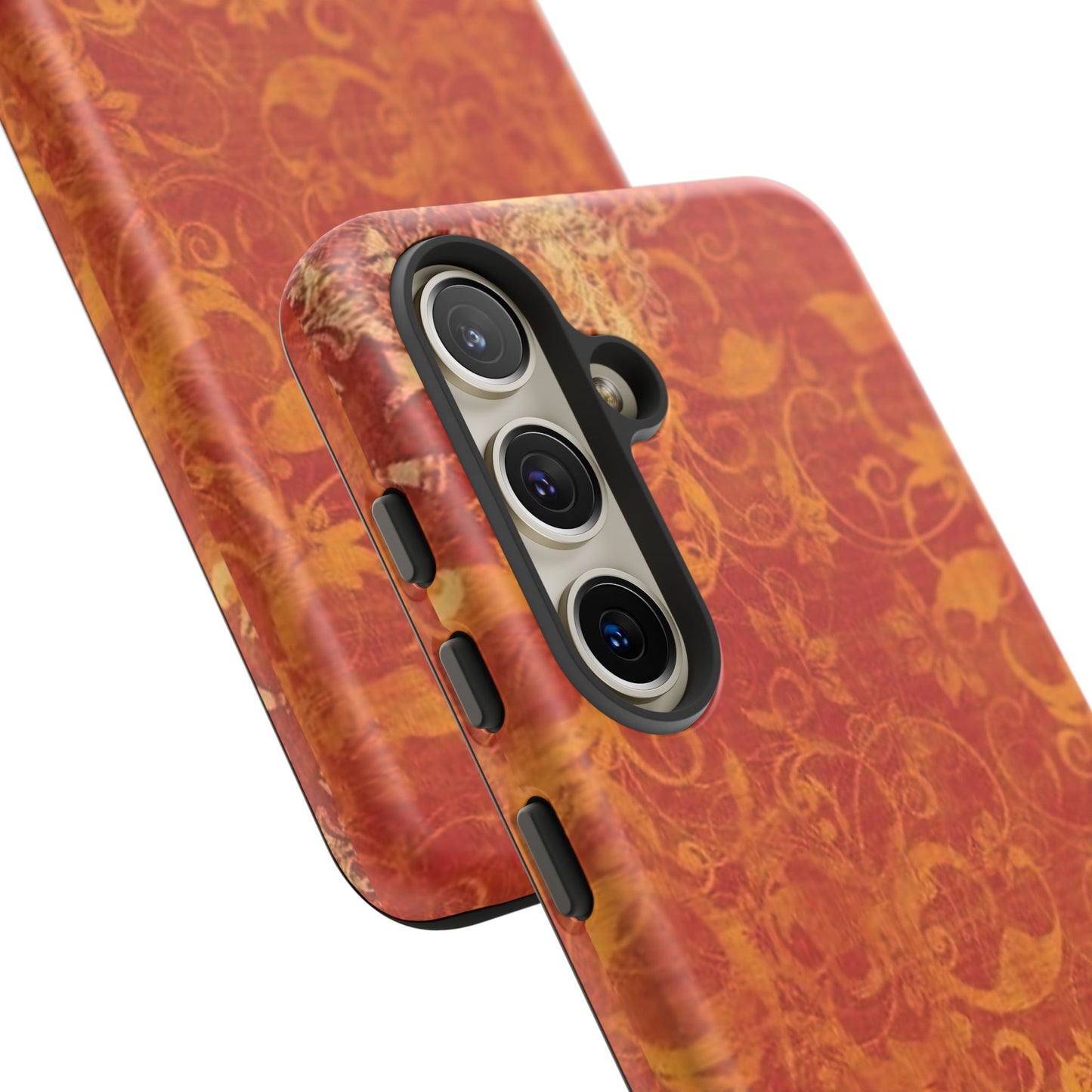 Floral Autumn iPhone Tough Case — Orange Vintage Scroll Design