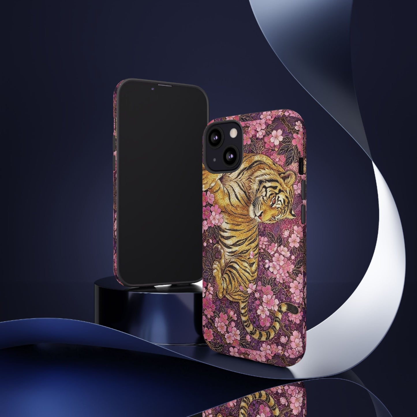 Tiger Floral Phone Case — Vintage Sakura Heavy-Duty Protective Cover