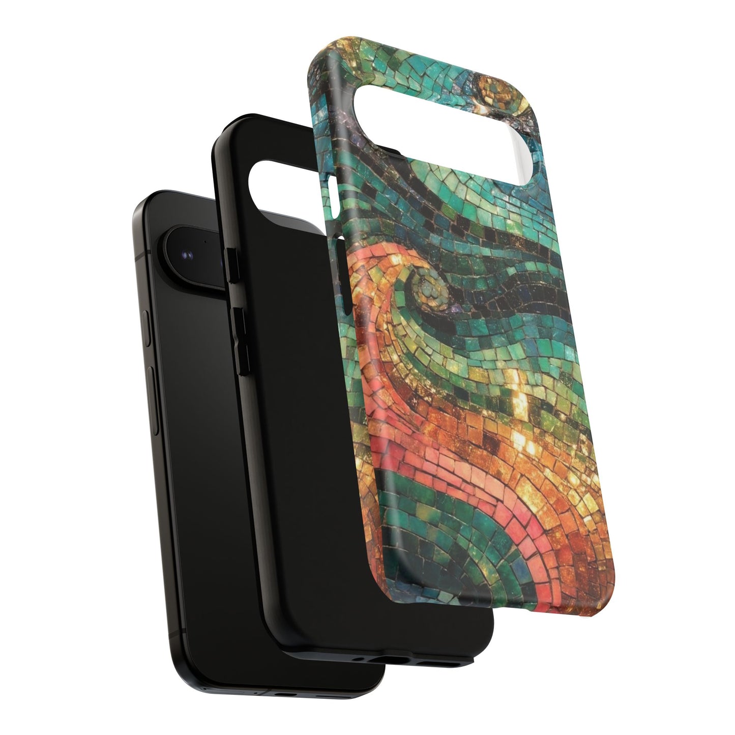 Mosaic Wave Phone Case – Colorful Artistic Tile Design Tough Case