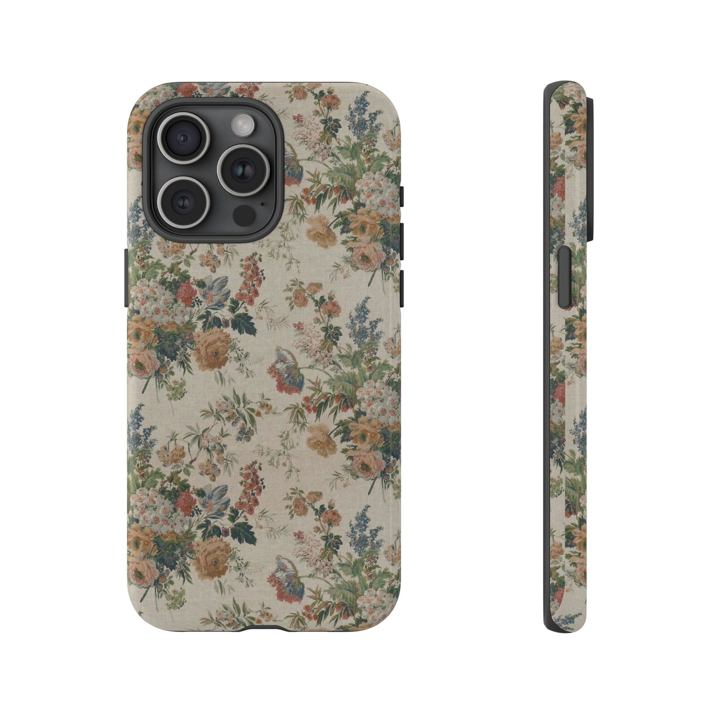 Floral Vintage Tough Phone Case – Antique Rose Pattern