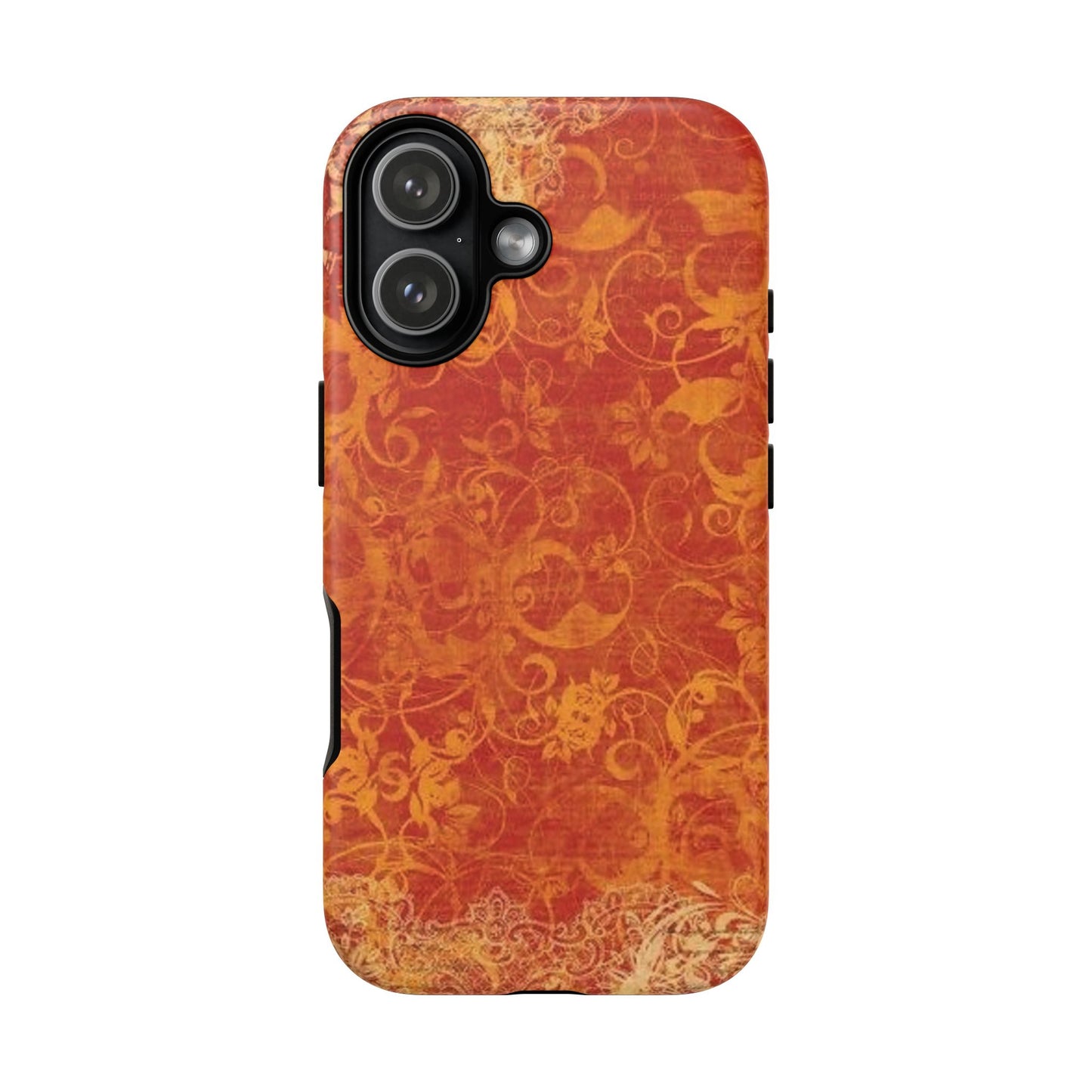 Floral Autumn iPhone Tough Case — Orange Vintage Scroll Design