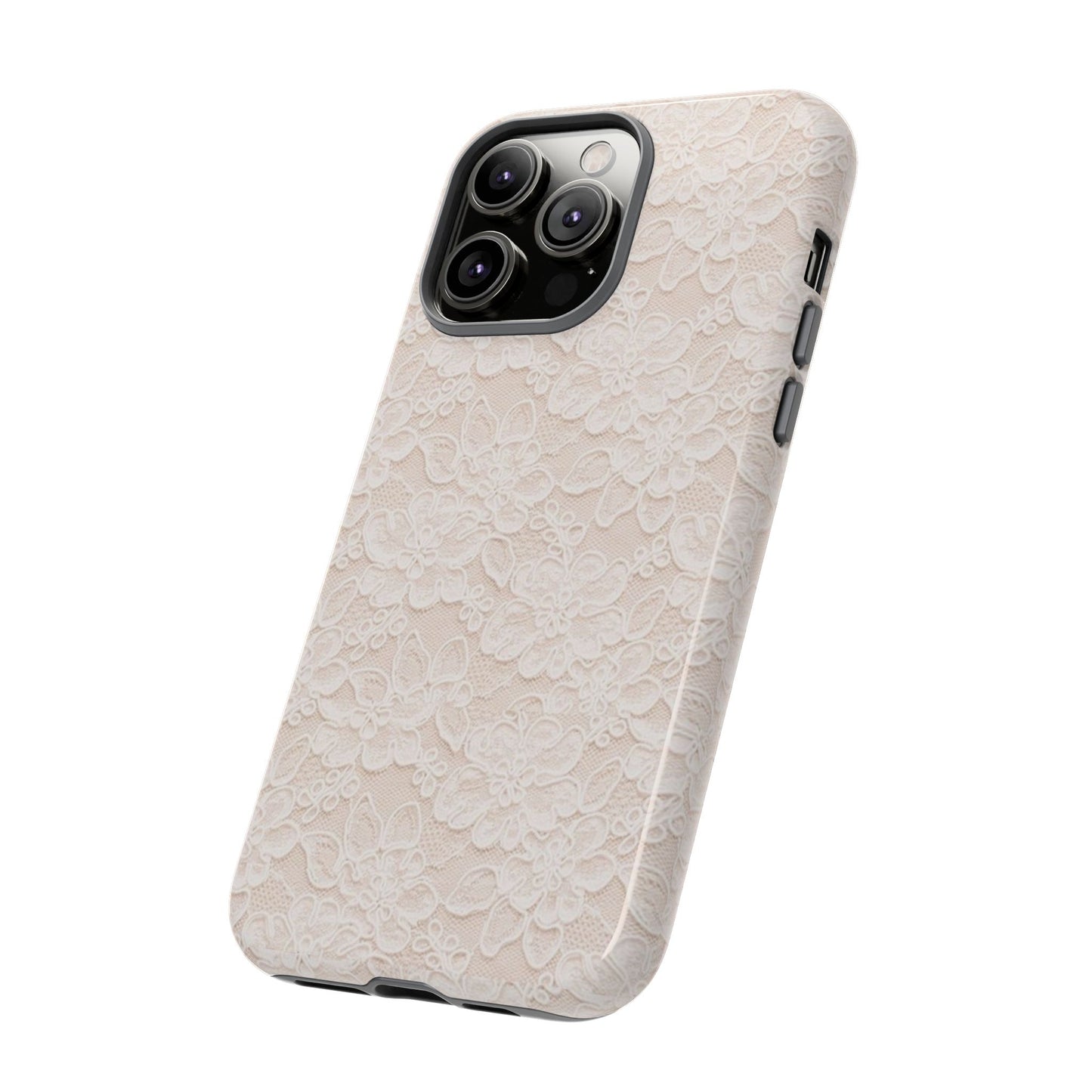 Floral Lace Tough Phone Case – Vintage Ivory Protective Cover