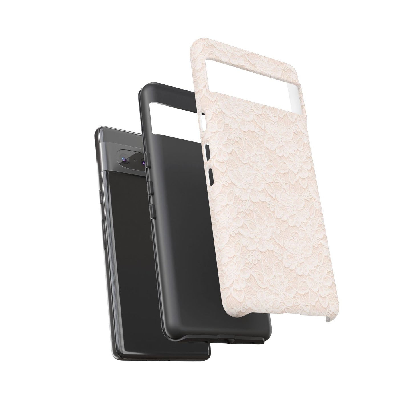 Floral Lace Tough Phone Case – Vintage Ivory Protective Cover