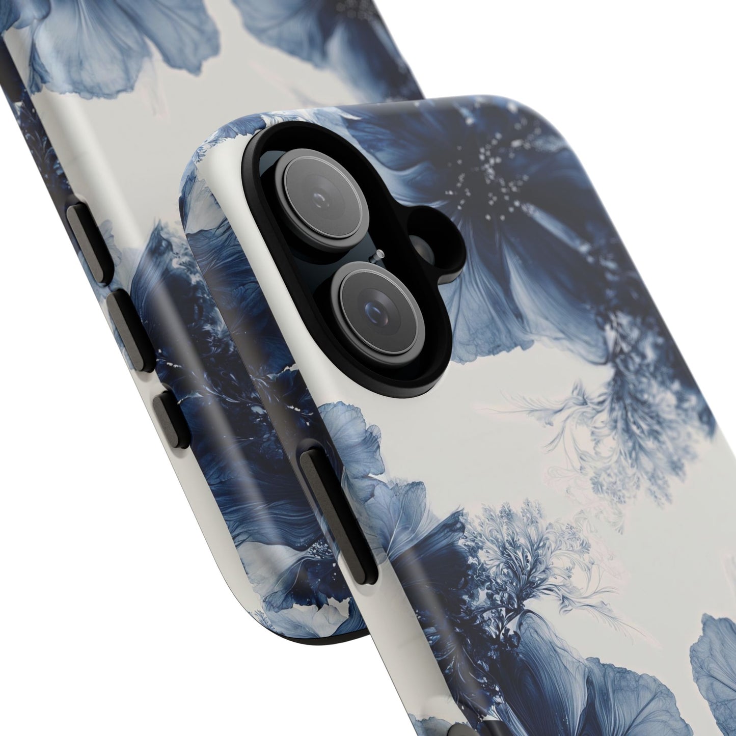 Floral Indigo Tough Phone Case — Blue Botanical Protective Cover