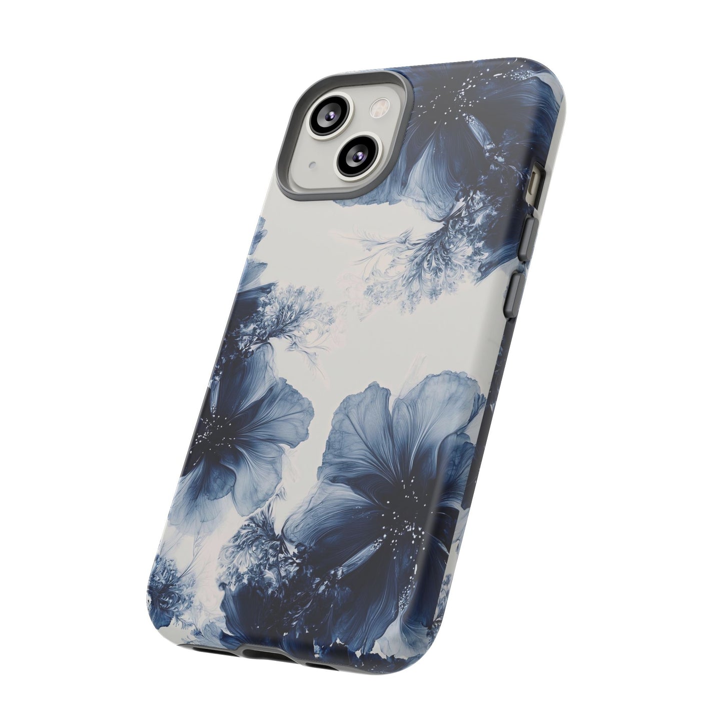 Floral Indigo Tough Phone Case — Blue Botanical Protective Cover