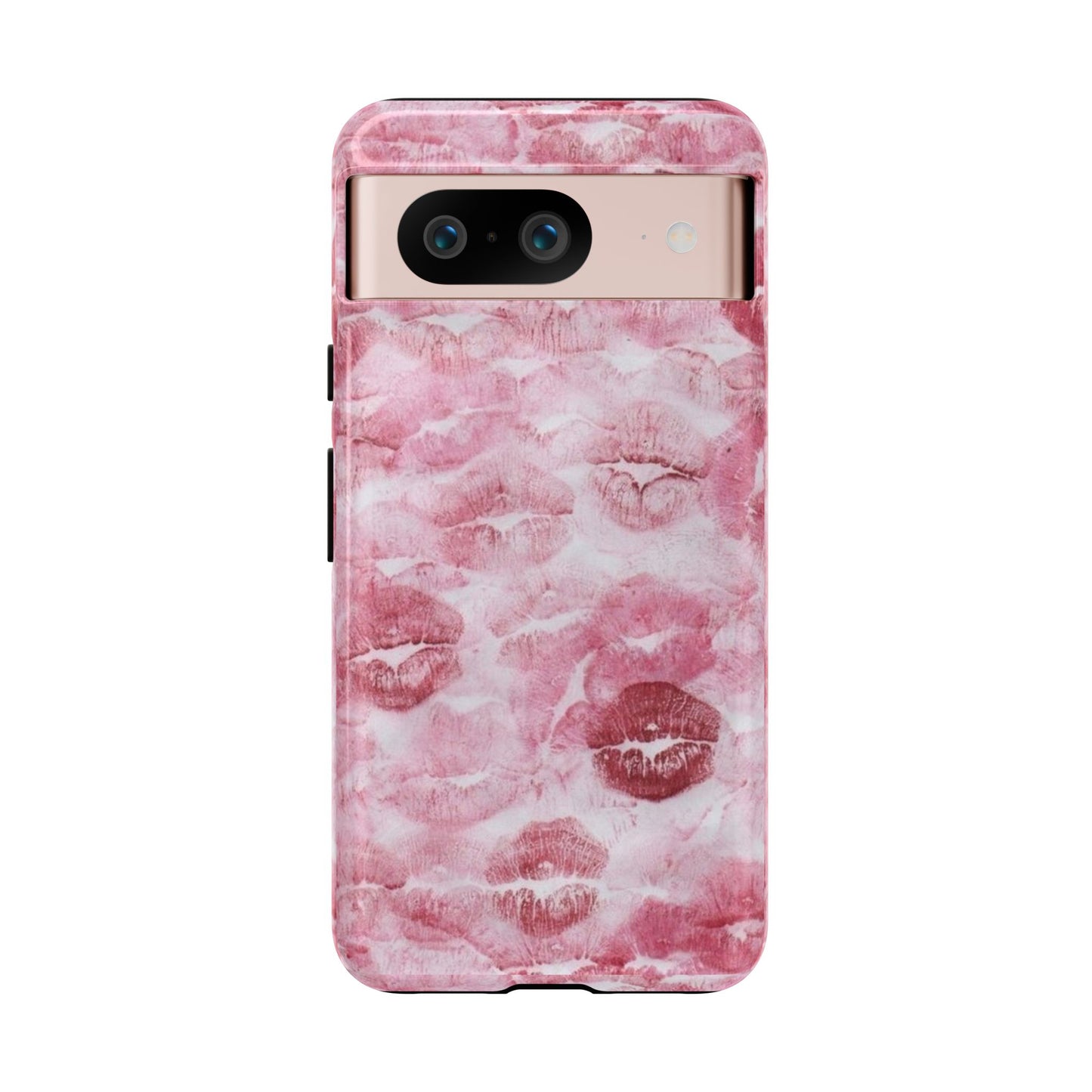 Kiss Print Tough Phone Case — Pink Marble Lip Pattern, Protective iPhone Cover