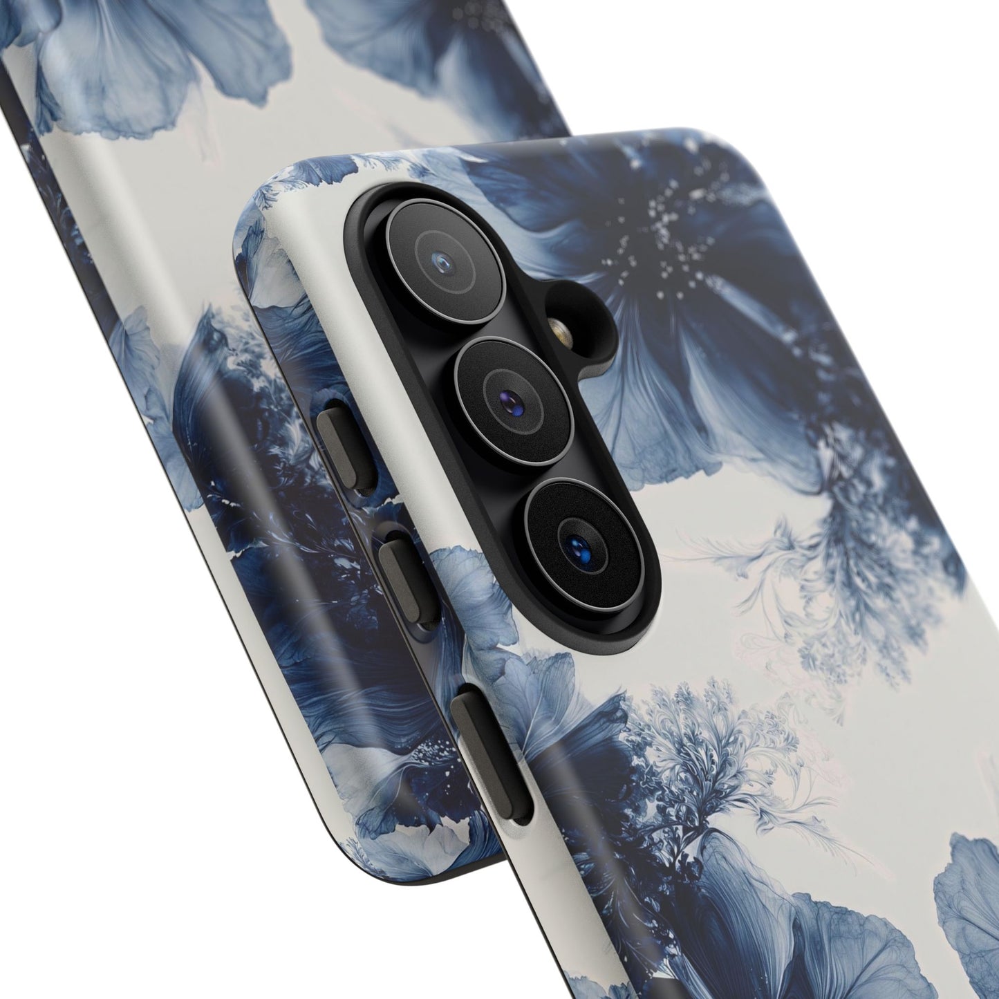 Floral Indigo Tough Phone Case — Blue Botanical Protective Cover