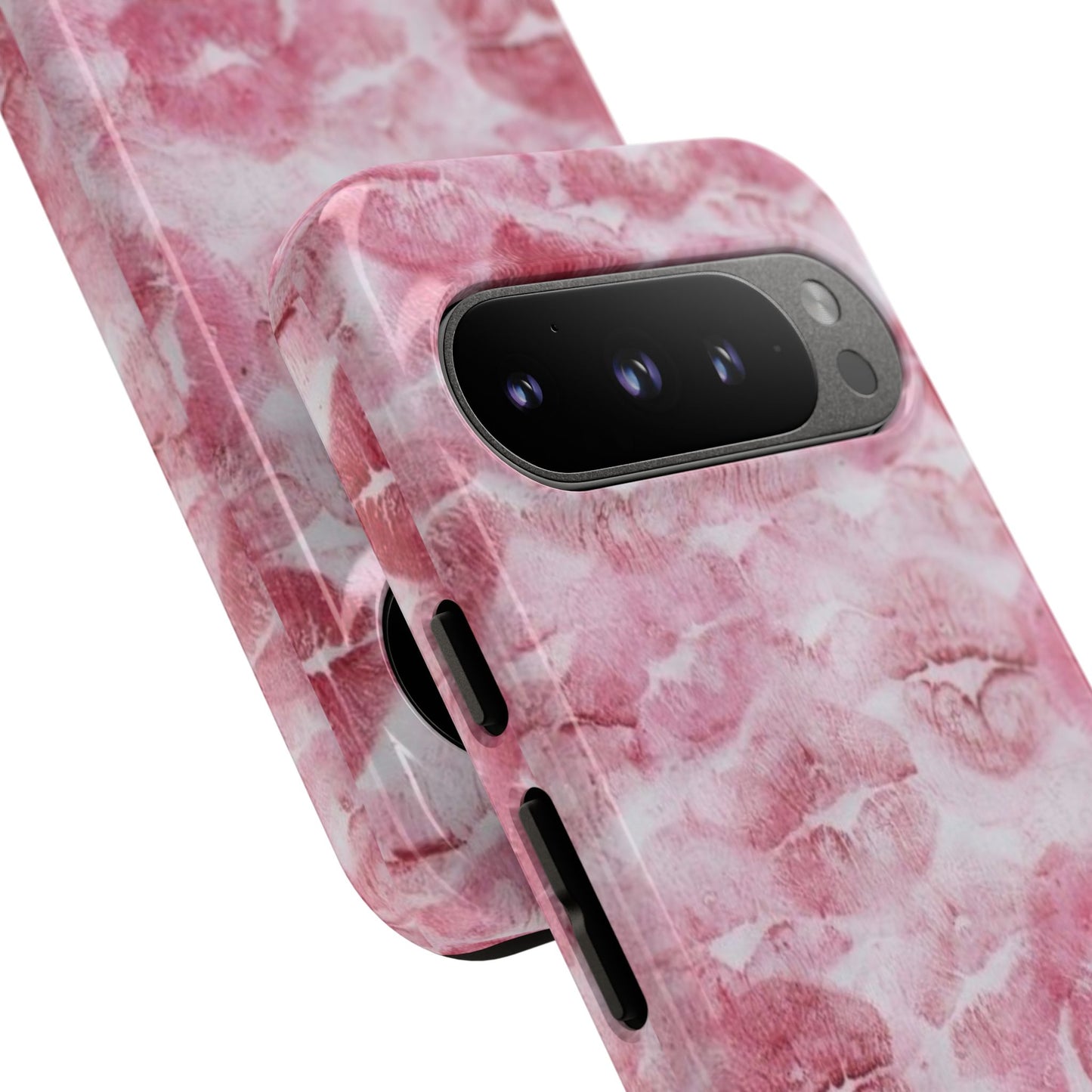 Kiss Print Tough Phone Case — Pink Marble Lip Pattern, Protective iPhone Cover