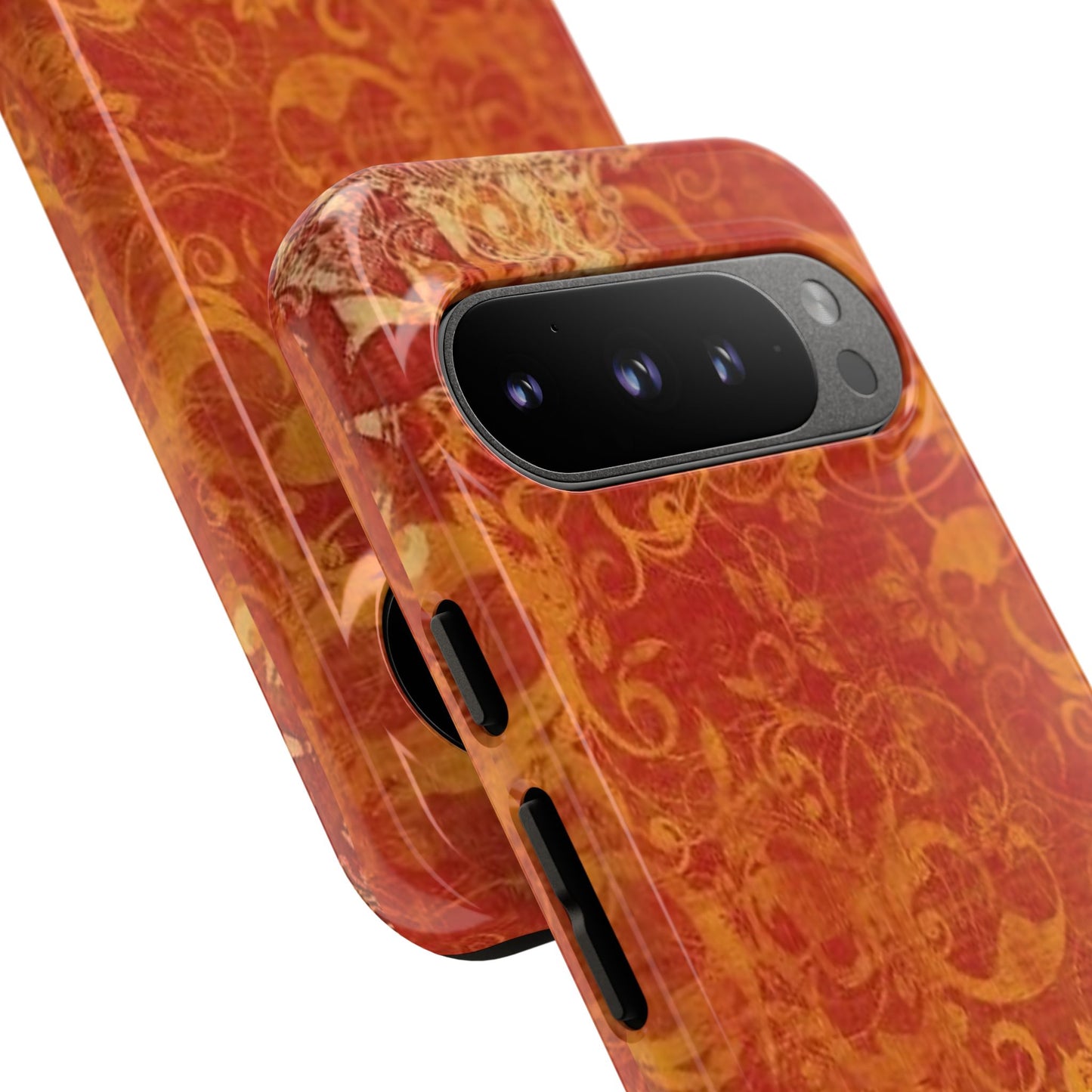 Floral Autumn iPhone Tough Case — Orange Vintage Scroll Design