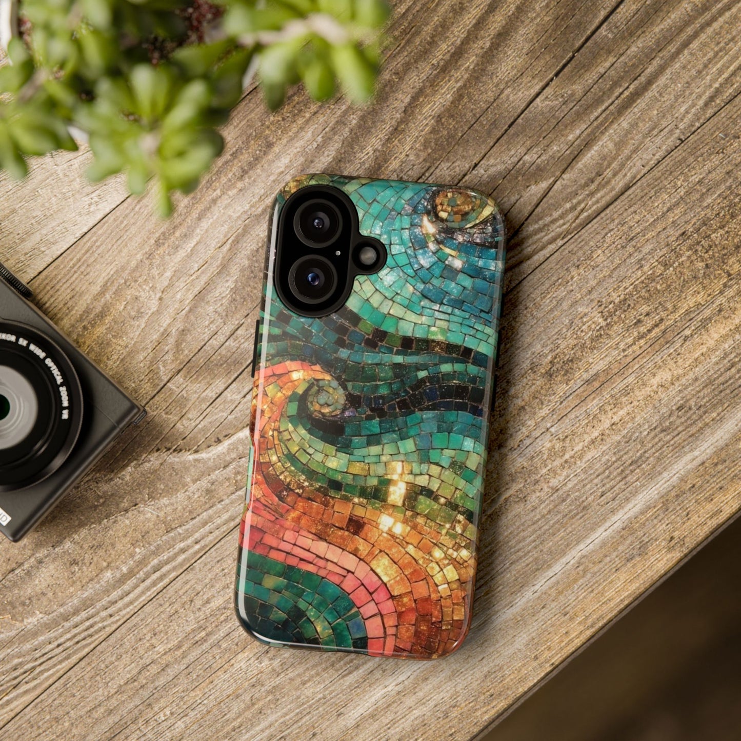 Mosaic Wave Phone Case – Colorful Artistic Tile Design Tough Case