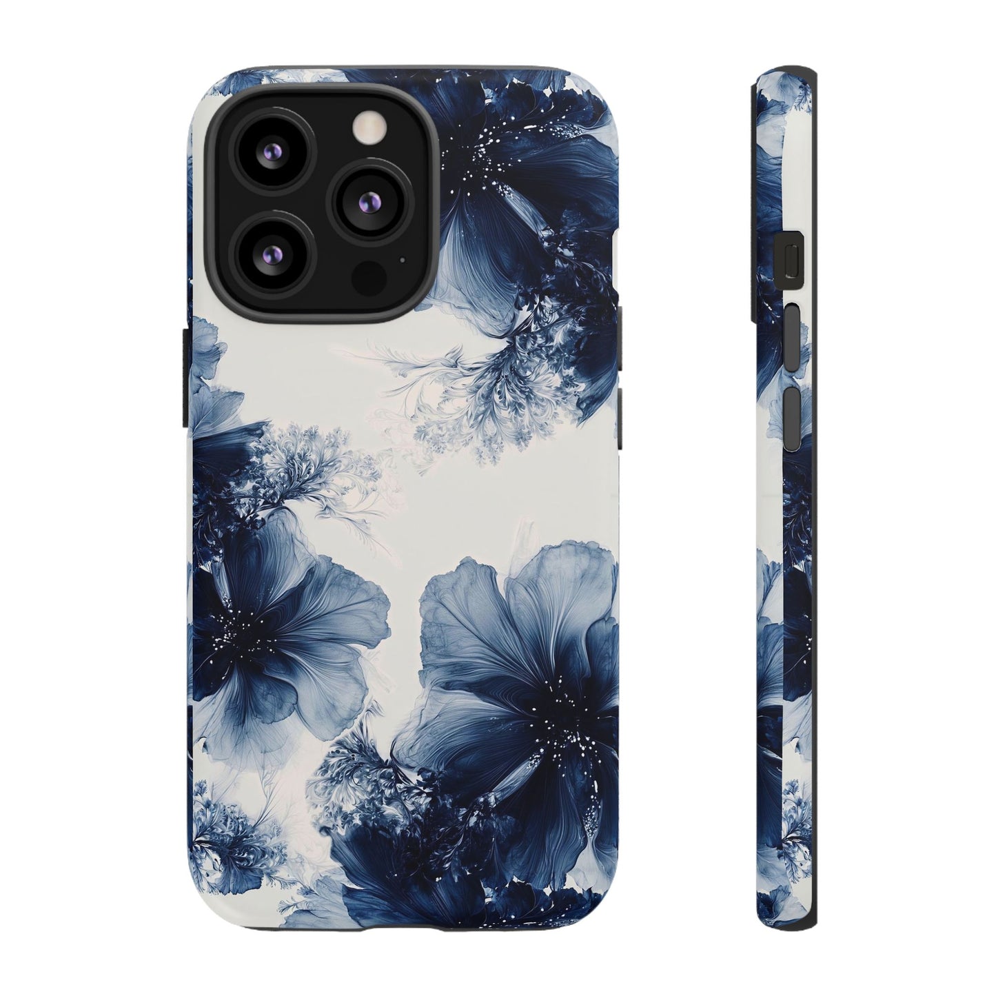 Floral Indigo Tough Phone Case — Blue Botanical Protective Cover
