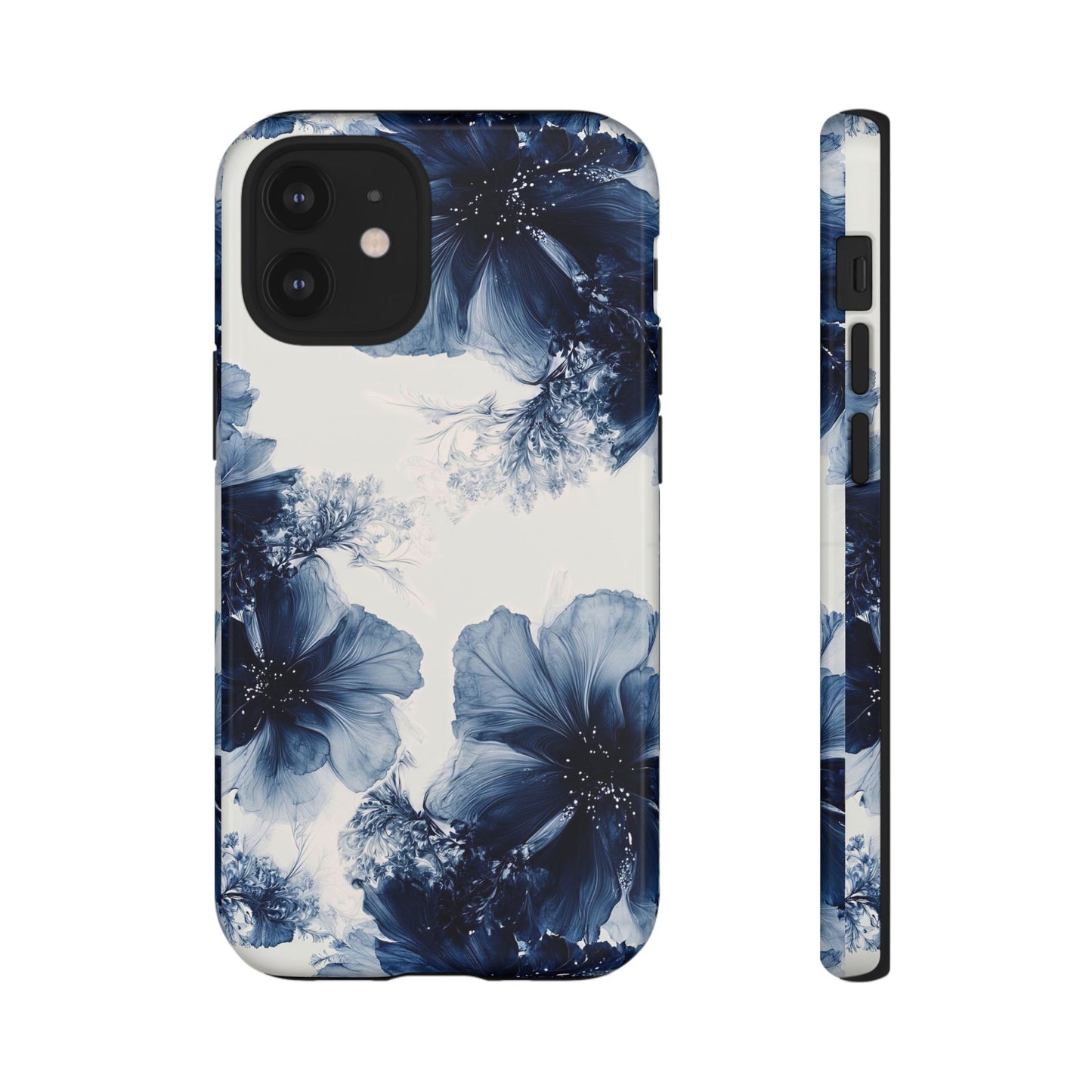 Floral Indigo Tough Phone Case — Blue Botanical Protective Cover