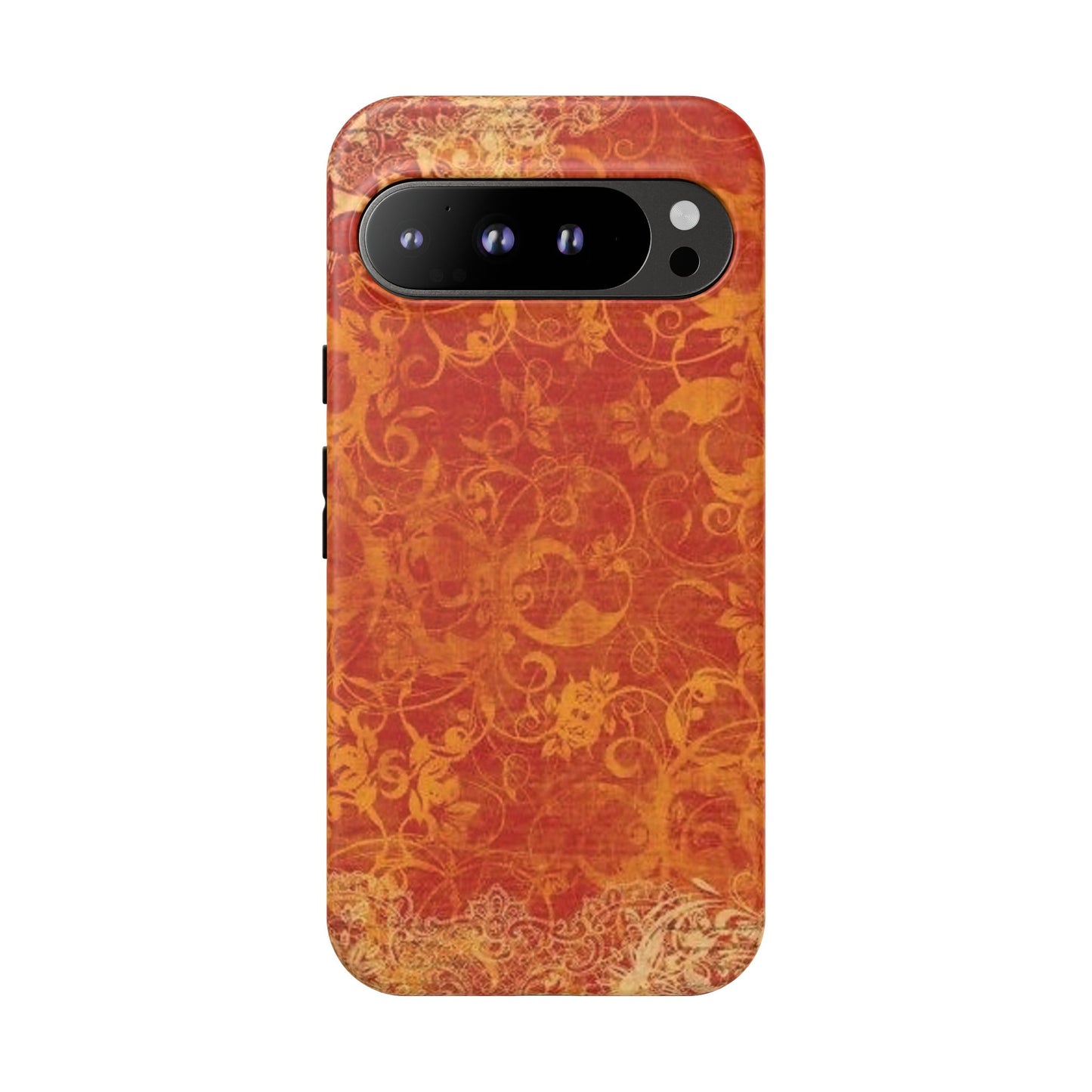 Floral Autumn iPhone Tough Case — Orange Vintage Scroll Design
