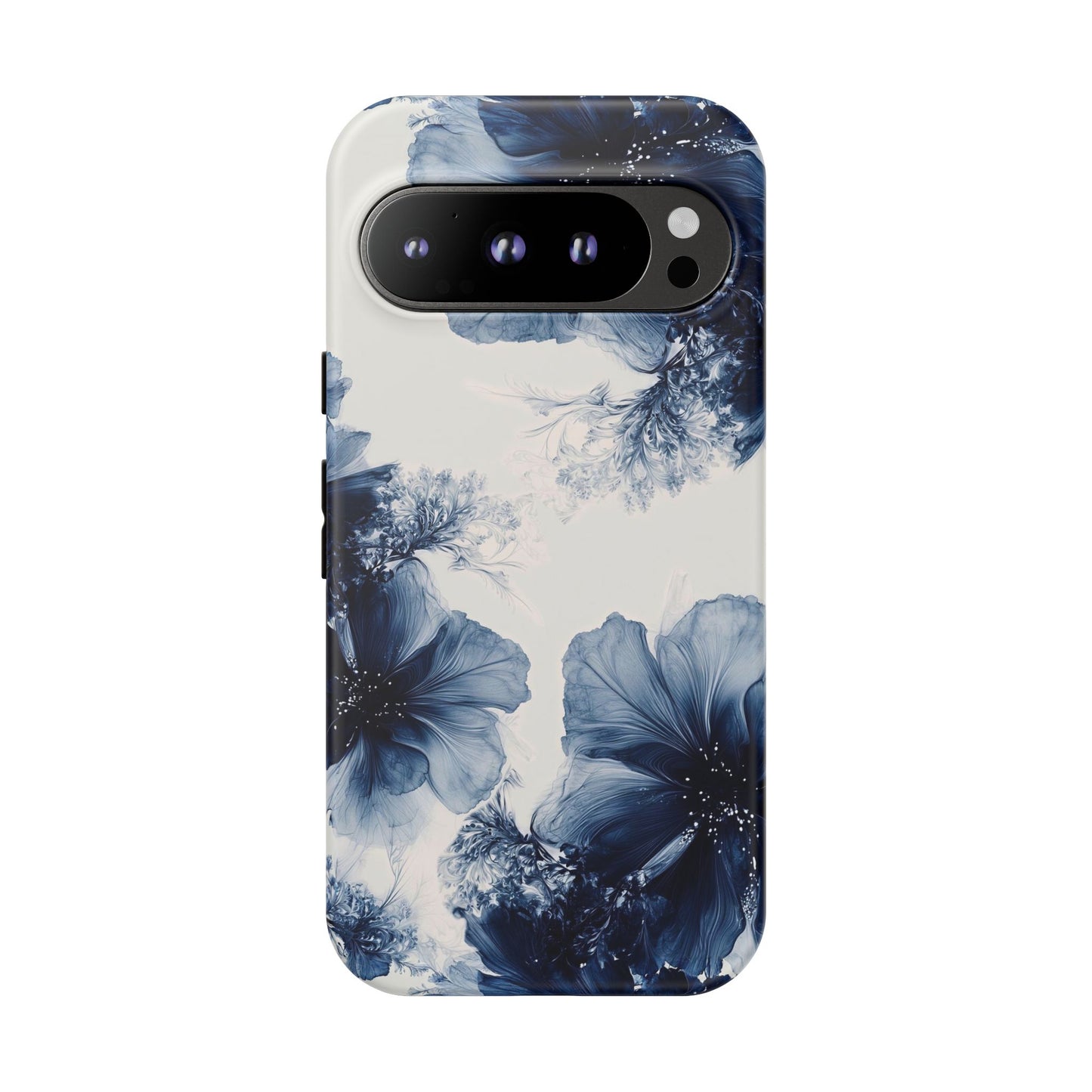 Floral Indigo Tough Phone Case — Blue Botanical Protective Cover