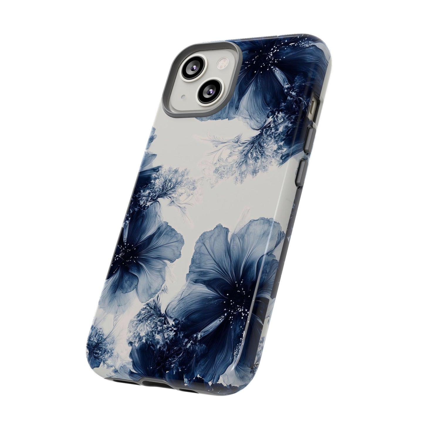 Floral Indigo Tough Phone Case — Blue Botanical Protective Cover