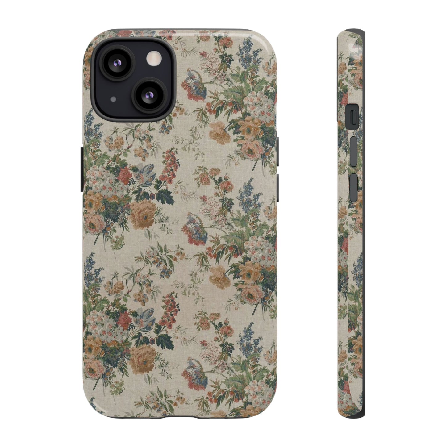 Floral Vintage Tough Phone Case – Antique Rose Pattern