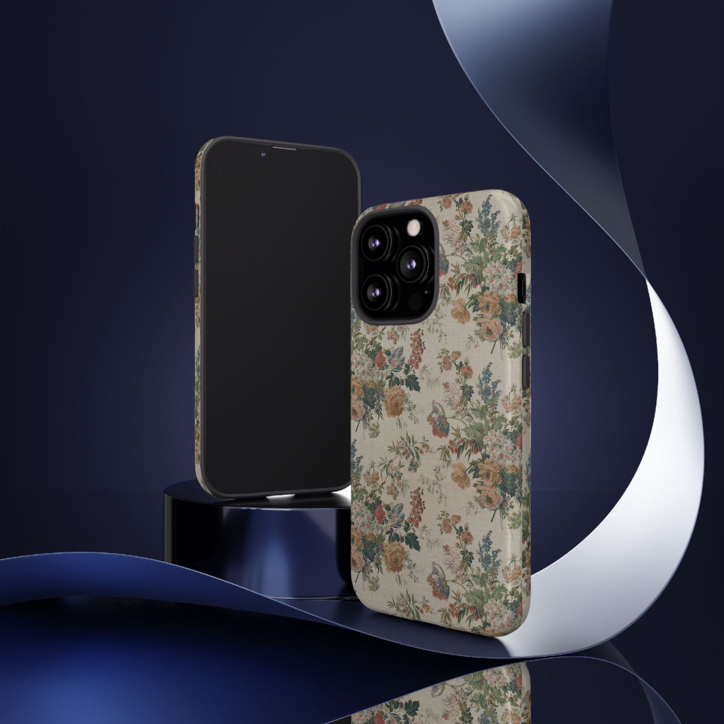 Floral Vintage Tough Phone Case – Antique Rose Pattern