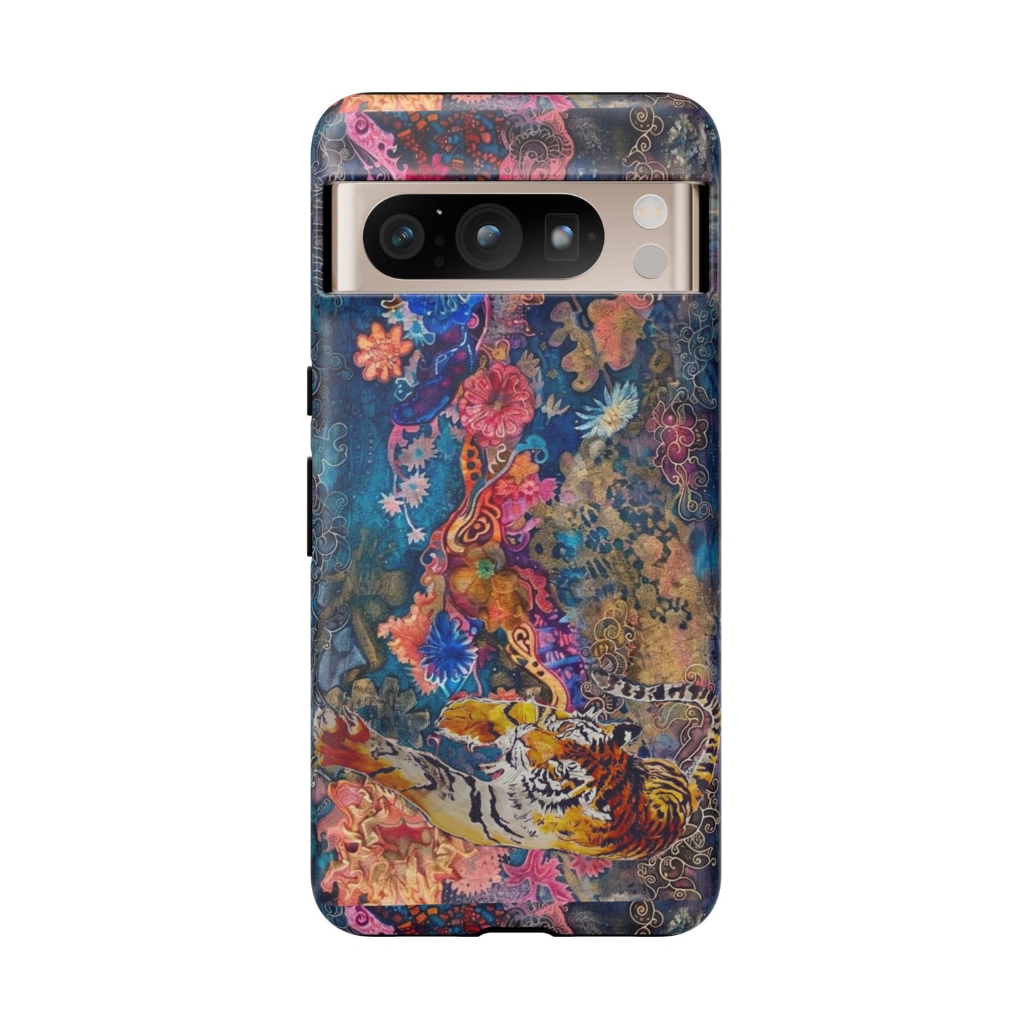 Phone Case - Colorful Floral Tiger Tough Case