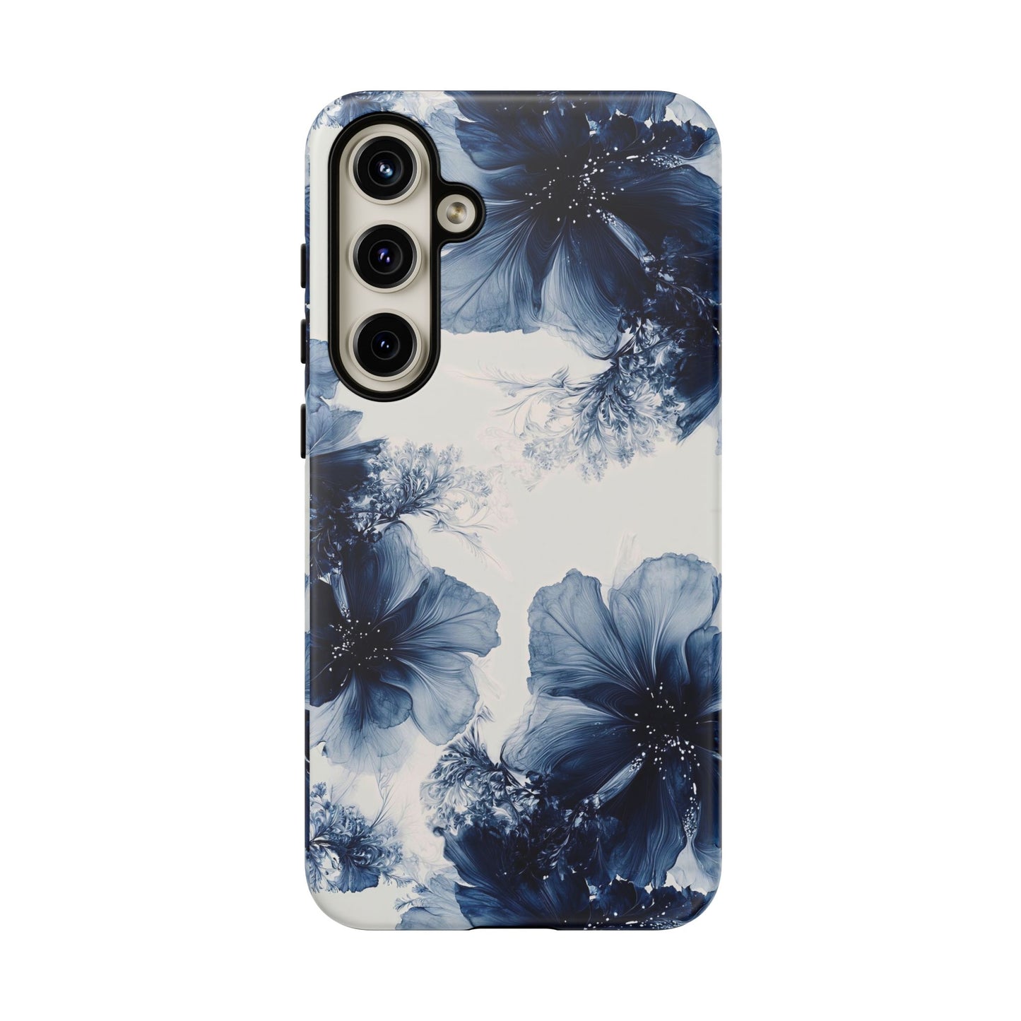 Floral Indigo Tough Phone Case — Blue Botanical Protective Cover