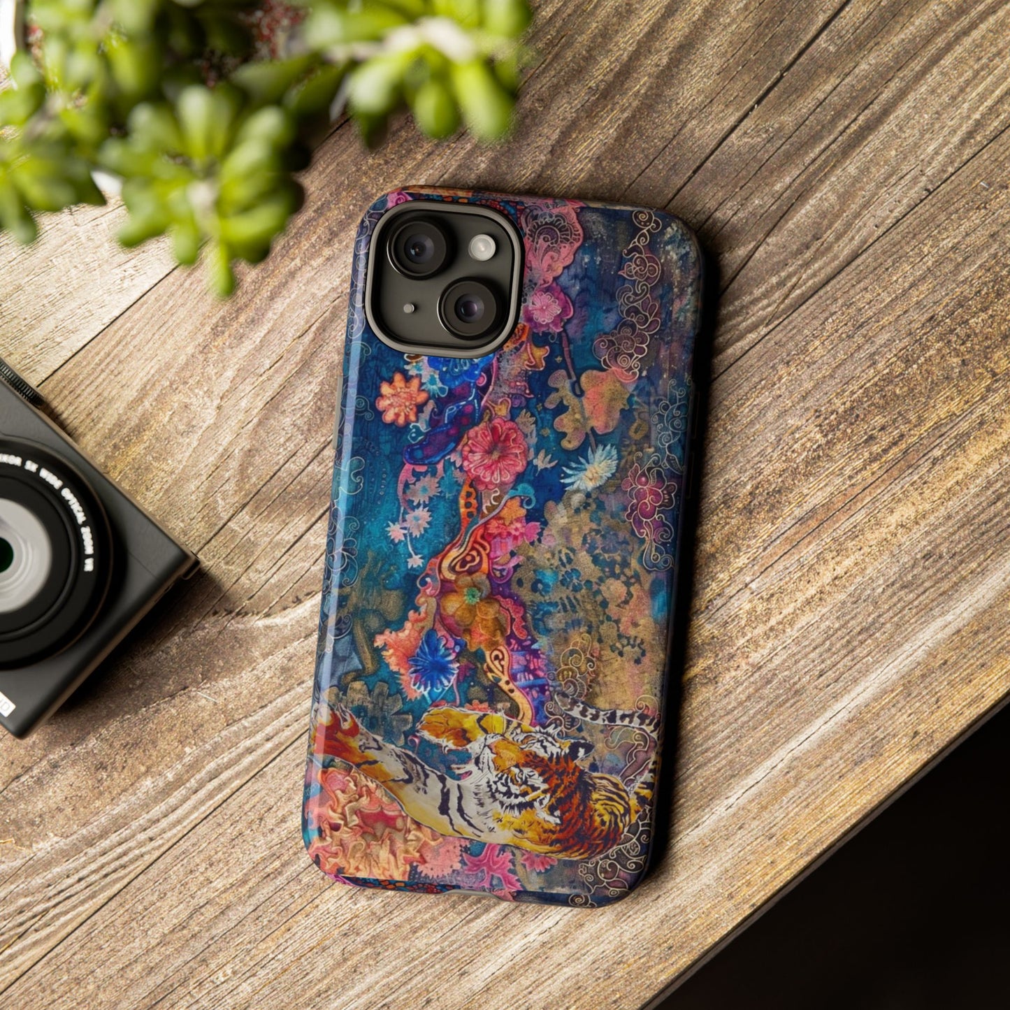 Phone Case - Colorful Floral Tiger Tough Case