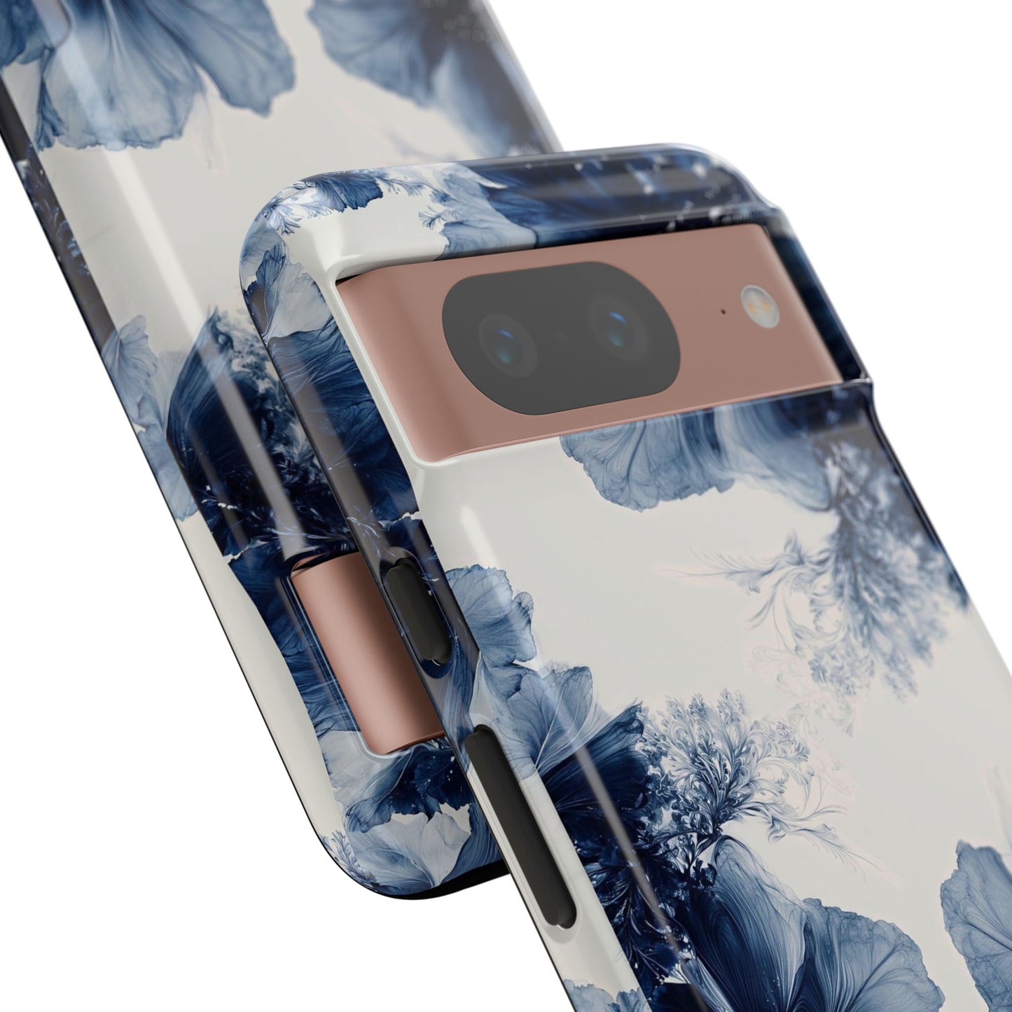 Floral Indigo Tough Phone Case — Blue Botanical Protective Cover