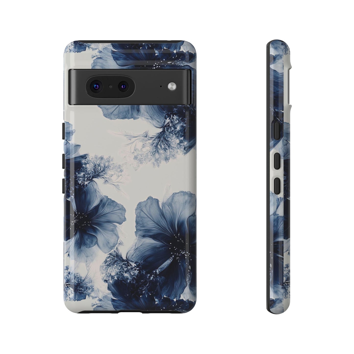 Floral Indigo Tough Phone Case — Blue Botanical Protective Cover