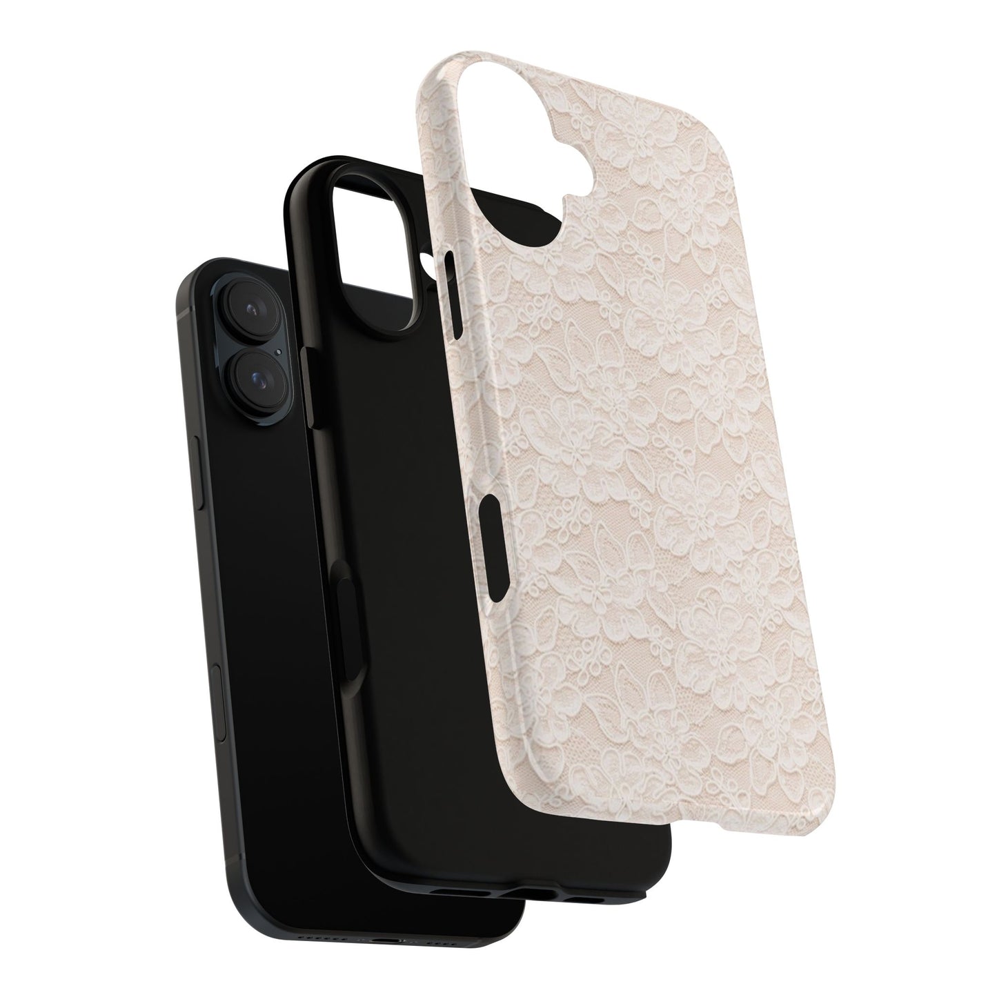 Floral Lace Tough Phone Case – Vintage Ivory Protective Cover