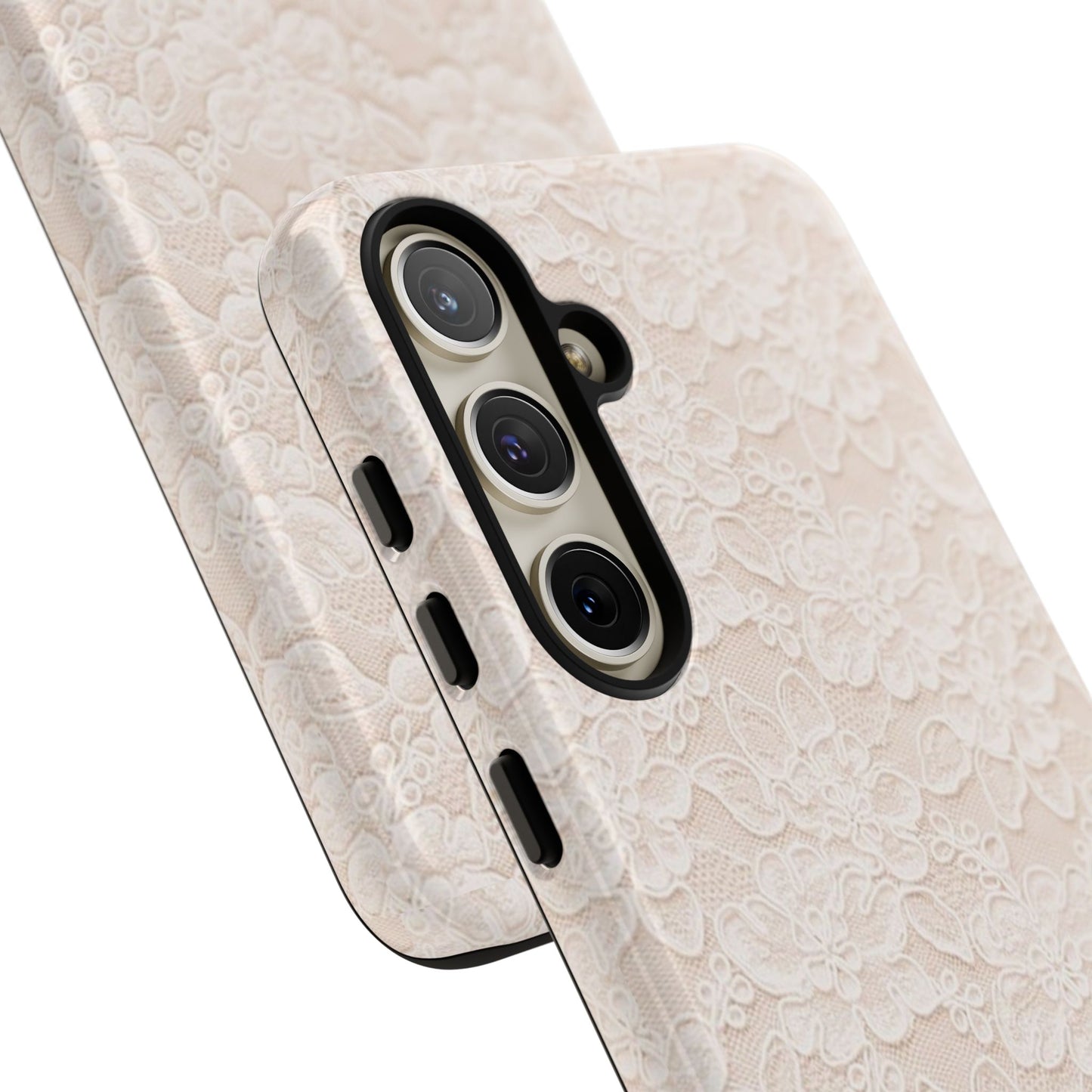 Floral Lace Tough Phone Case – Vintage Ivory Protective Cover