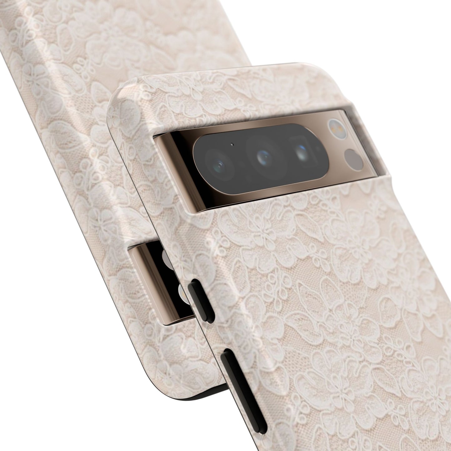 Floral Lace Tough Phone Case – Vintage Ivory Protective Cover