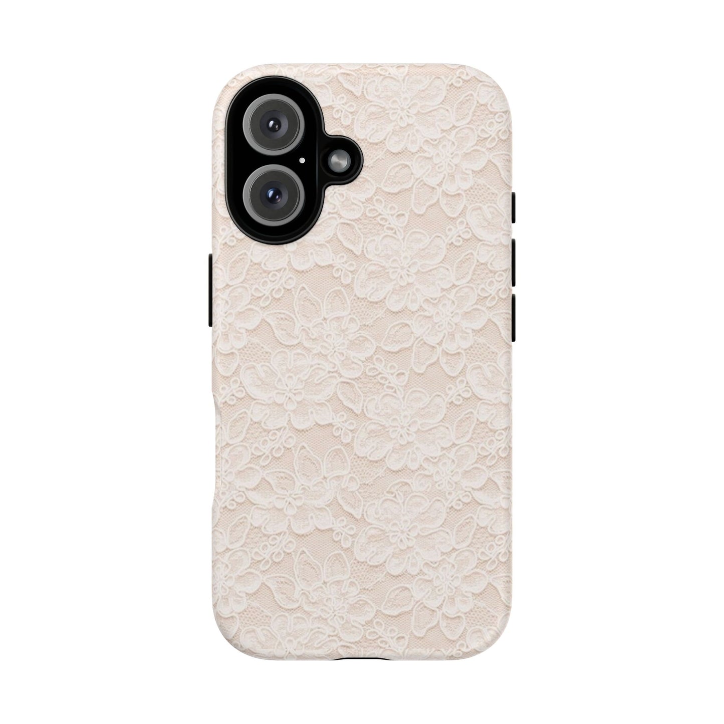 Floral Lace Tough Phone Case – Vintage Ivory Protective Cover