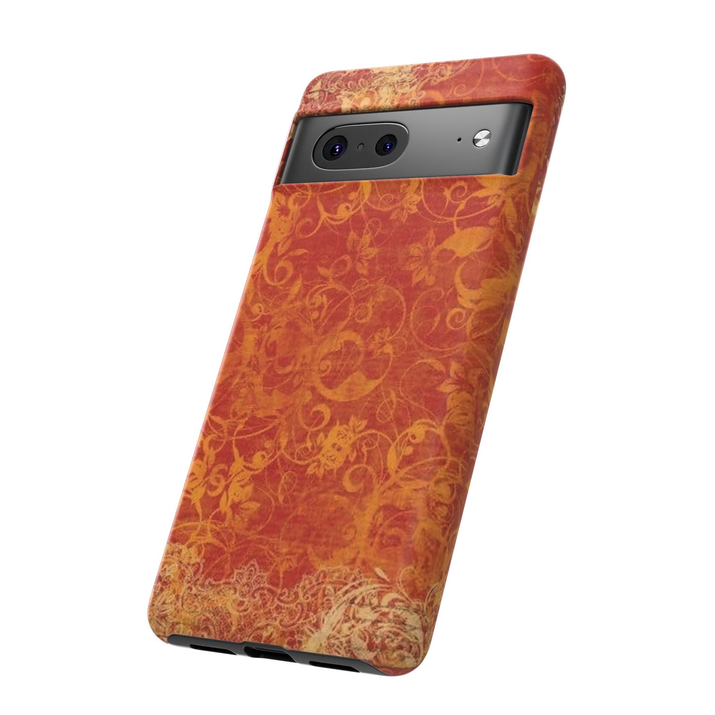 Floral Autumn iPhone Tough Case — Orange Vintage Scroll Design