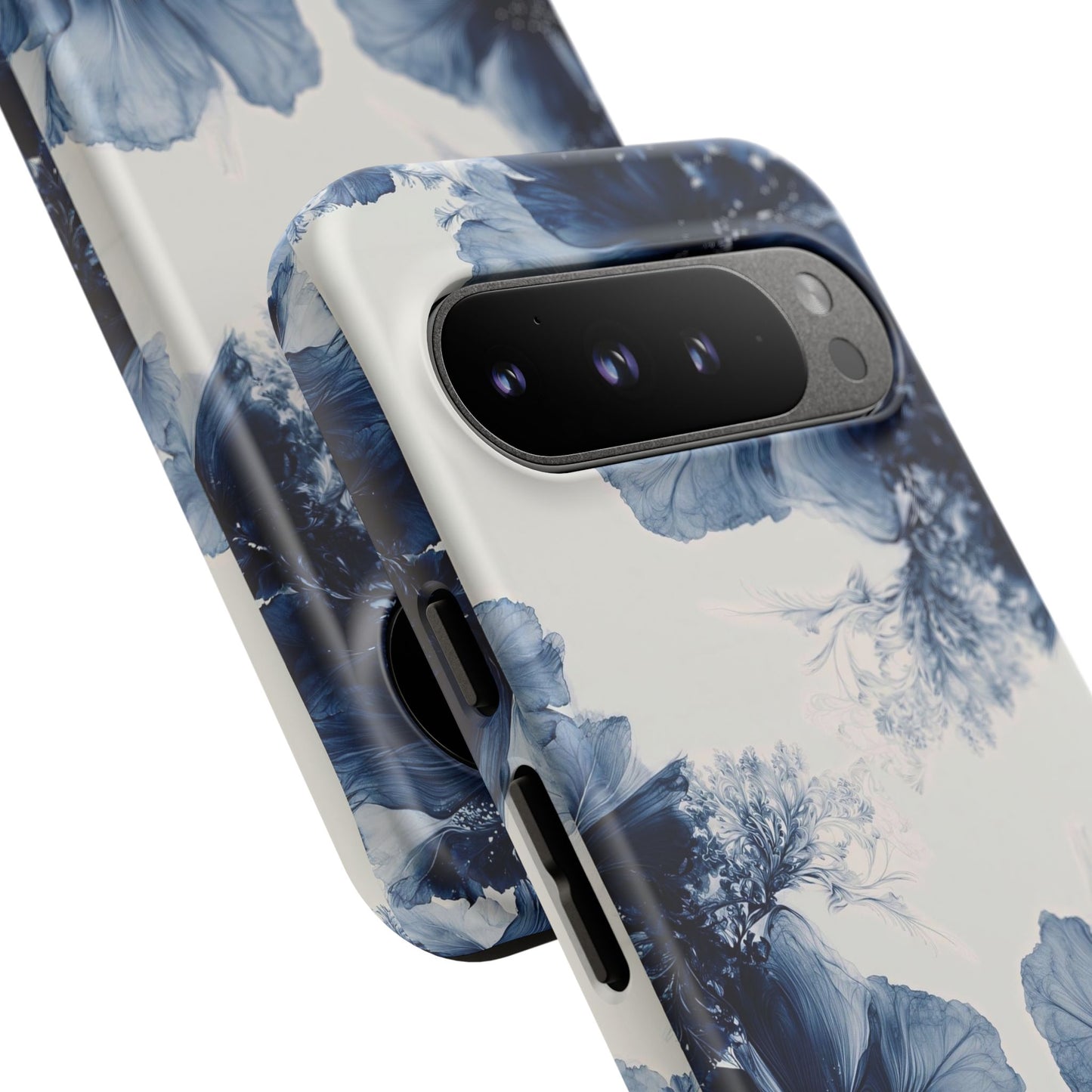 Floral Indigo Tough Phone Case — Blue Botanical Protective Cover