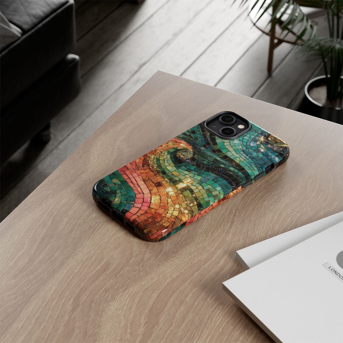 Mosaic Wave Phone Case – Colorful Artistic Tile Design Tough Case