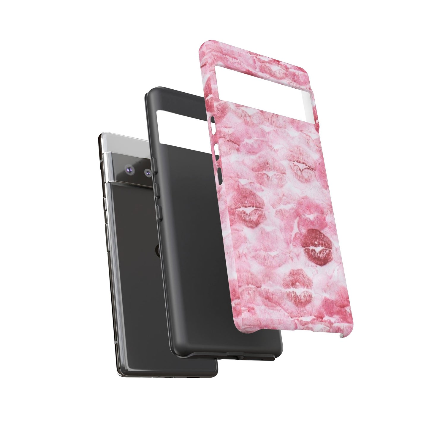 Kiss Print Tough Phone Case — Pink Marble Lip Pattern, Protective iPhone Cover