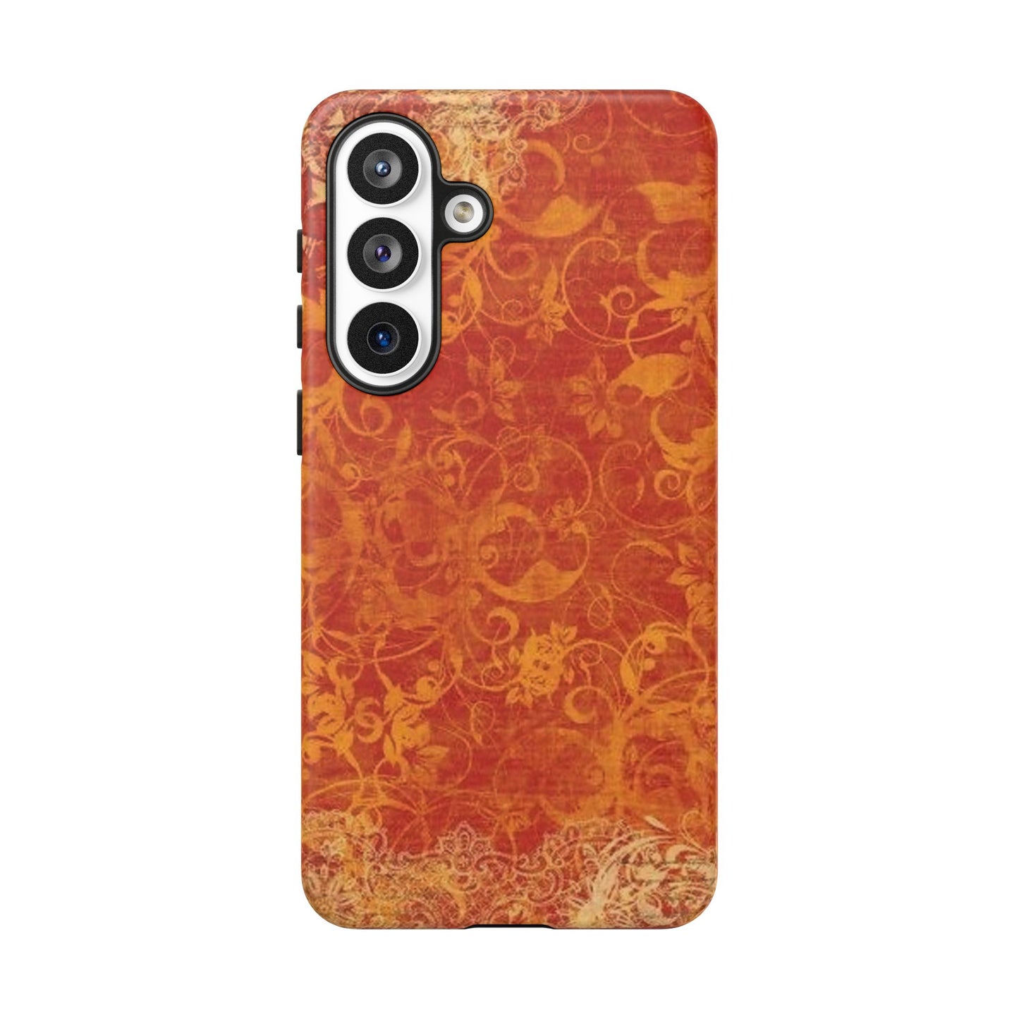 Floral Autumn iPhone Tough Case — Orange Vintage Scroll Design
