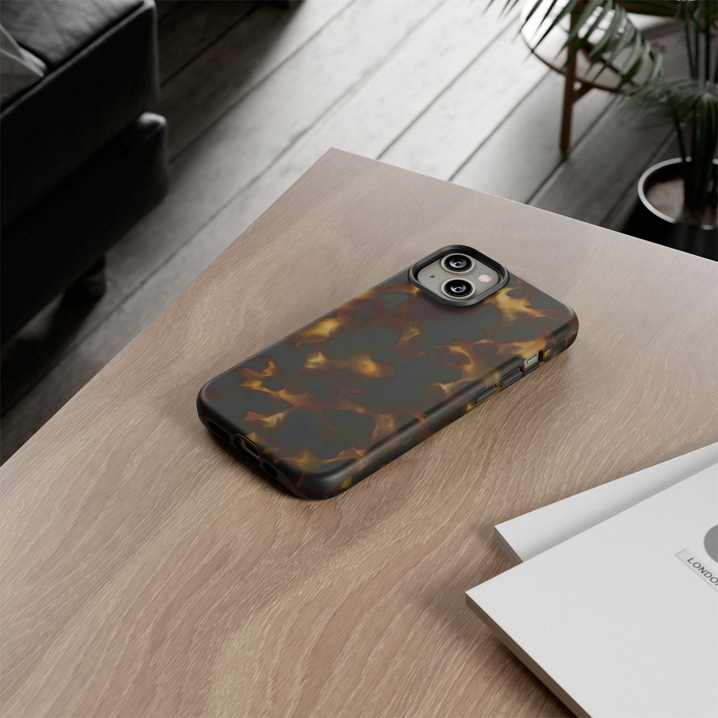 Tortoiseshell Phone Case — Protective Tough Case with Classic Brown Pattern