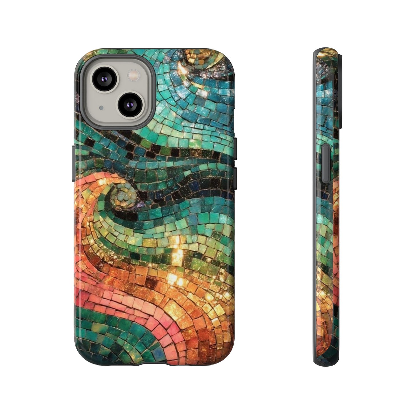 Mosaic Wave Phone Case – Colorful Artistic Tile Design Tough Case