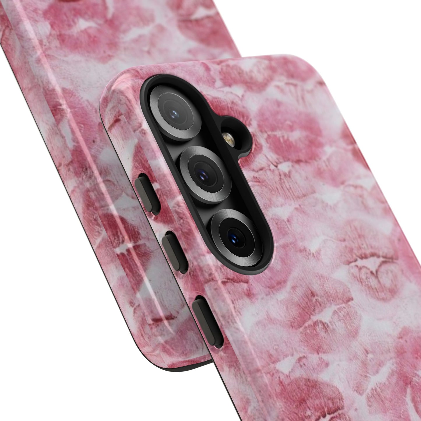 Kiss Print Tough Phone Case — Pink Marble Lip Pattern, Protective iPhone Cover