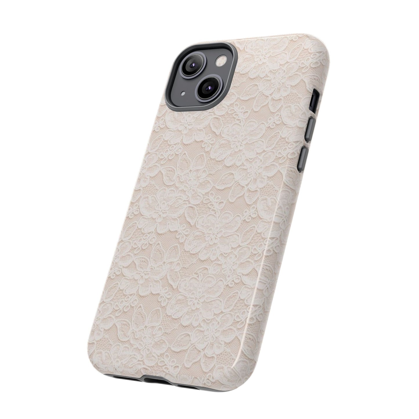 Floral Lace Tough Phone Case – Vintage Ivory Protective Cover