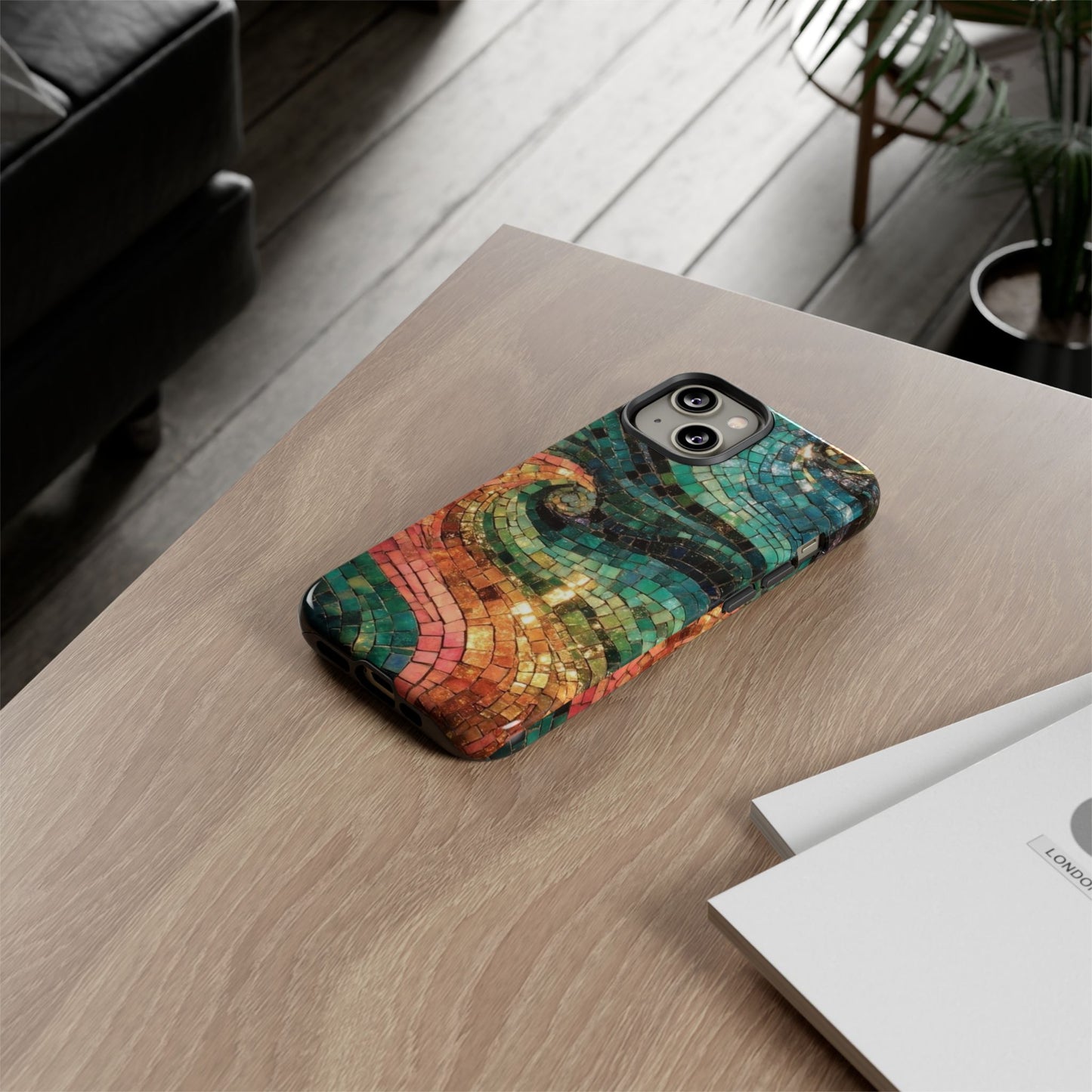 Mosaic Wave Phone Case – Colorful Artistic Tile Design Tough Case
