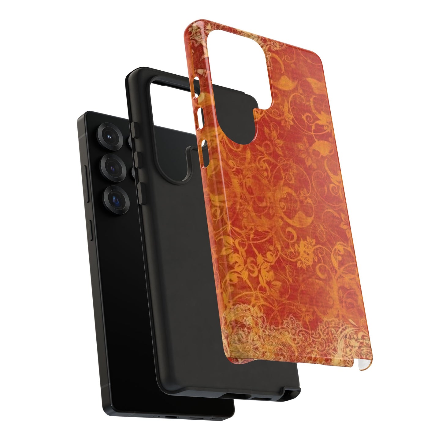 Floral Autumn iPhone Tough Case — Orange Vintage Scroll Design