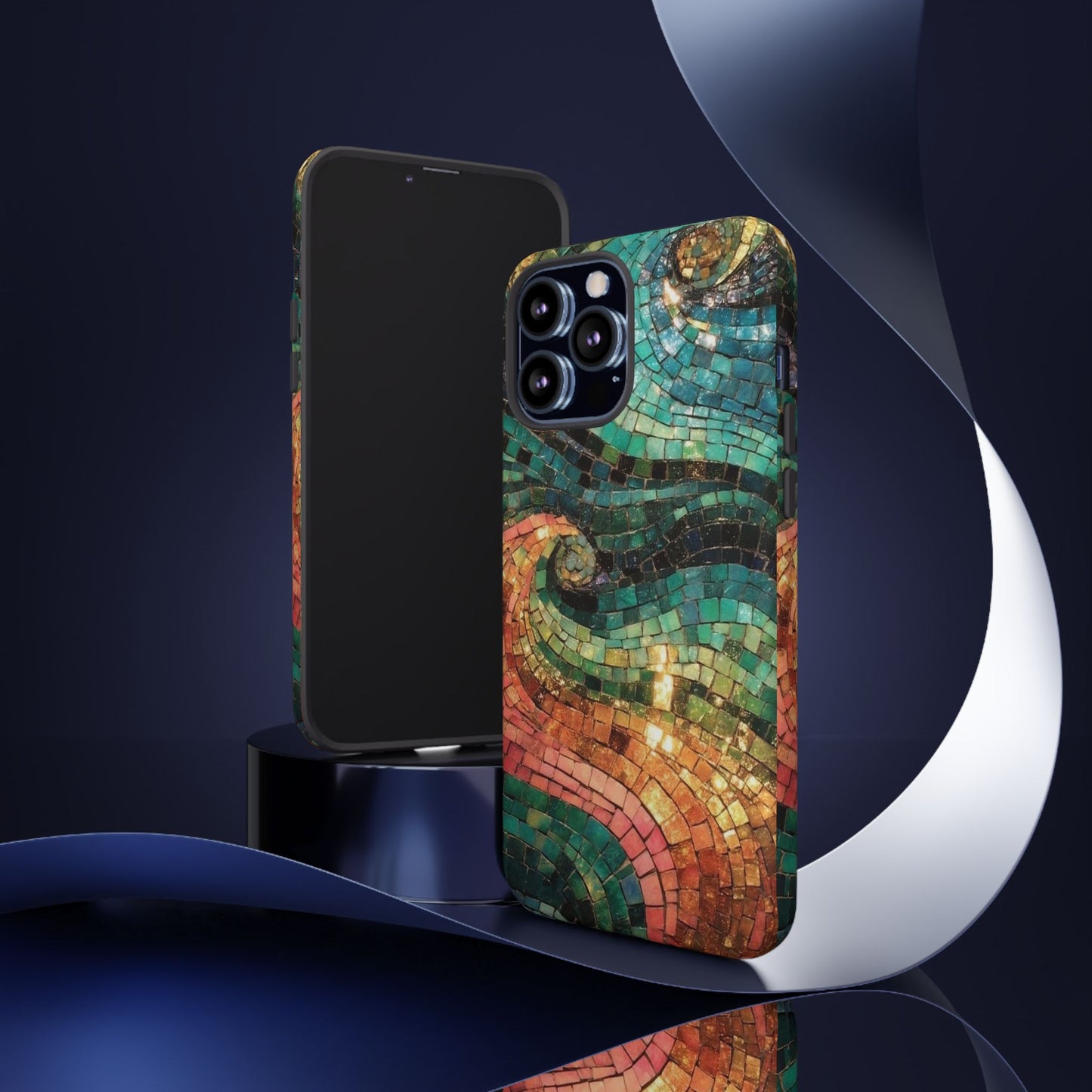 Mosaic Wave Phone Case – Colorful Artistic Tile Design Tough Case