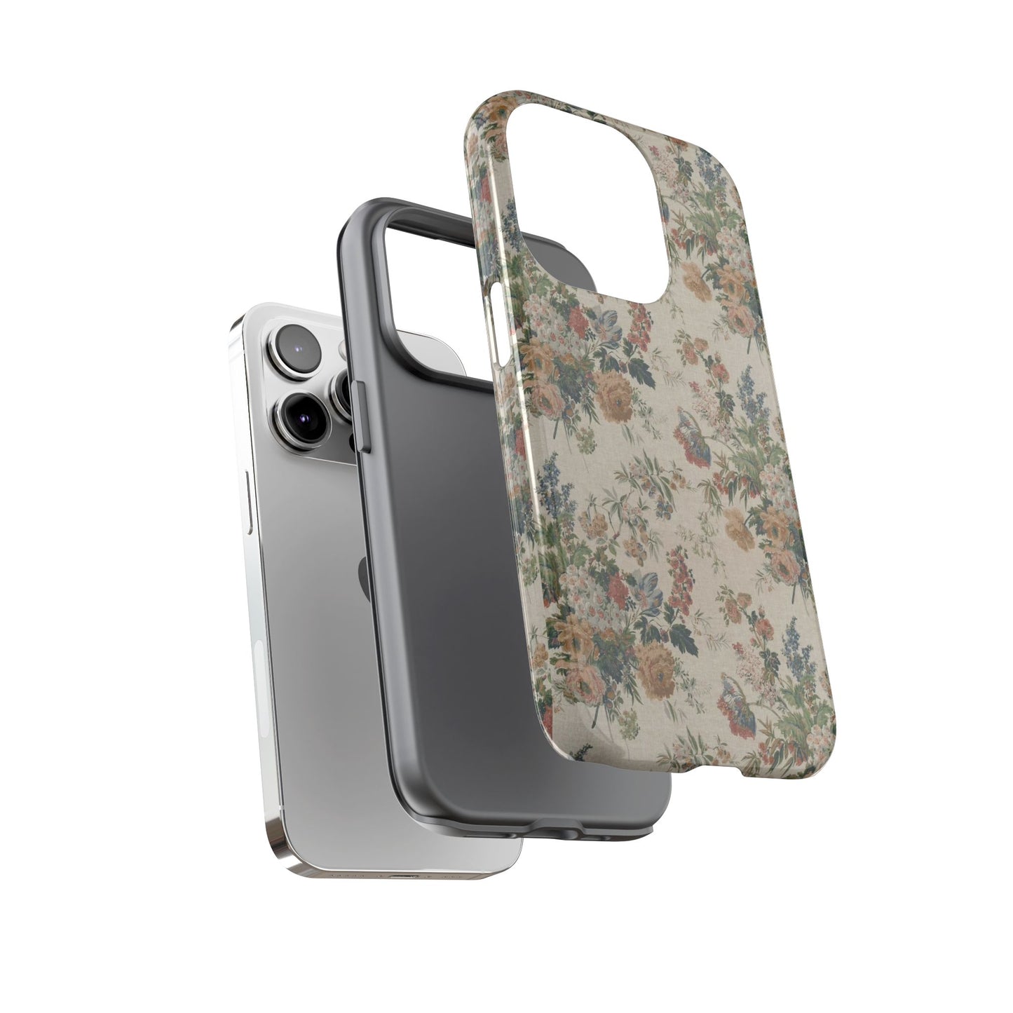 Floral Vintage Tough Phone Case – Antique Rose Pattern