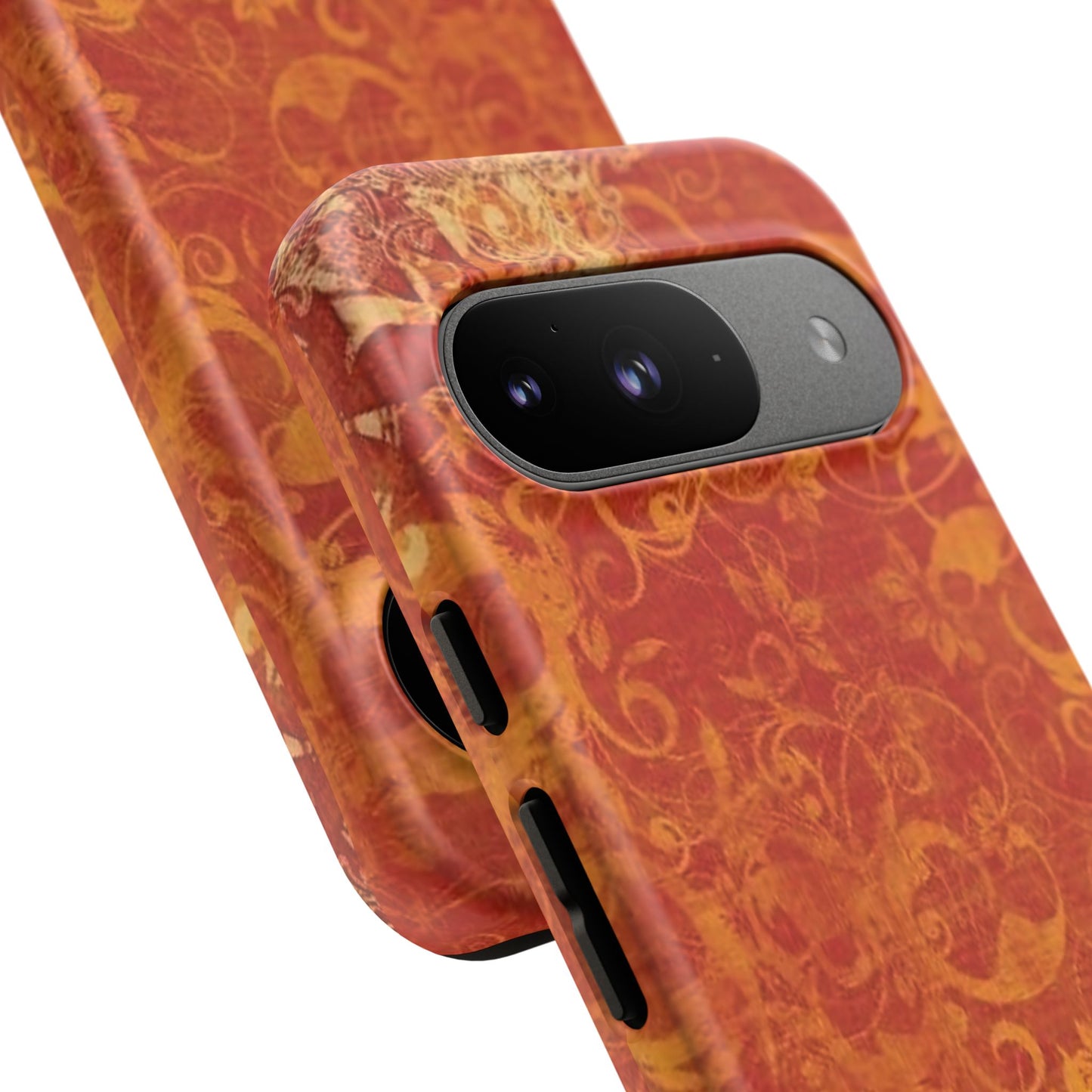 Floral Autumn iPhone Tough Case — Orange Vintage Scroll Design